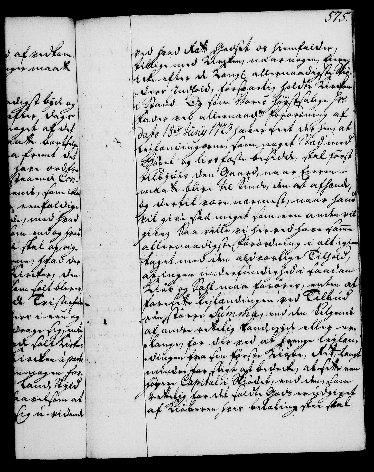 Rentekammeret, Kammerkanselliet, RA/EA-3111/G/Gg/Gga/L0003: Norsk ekspedisjonsprotokoll med register (merket RK 53.3), 1727-1734, p. 575
