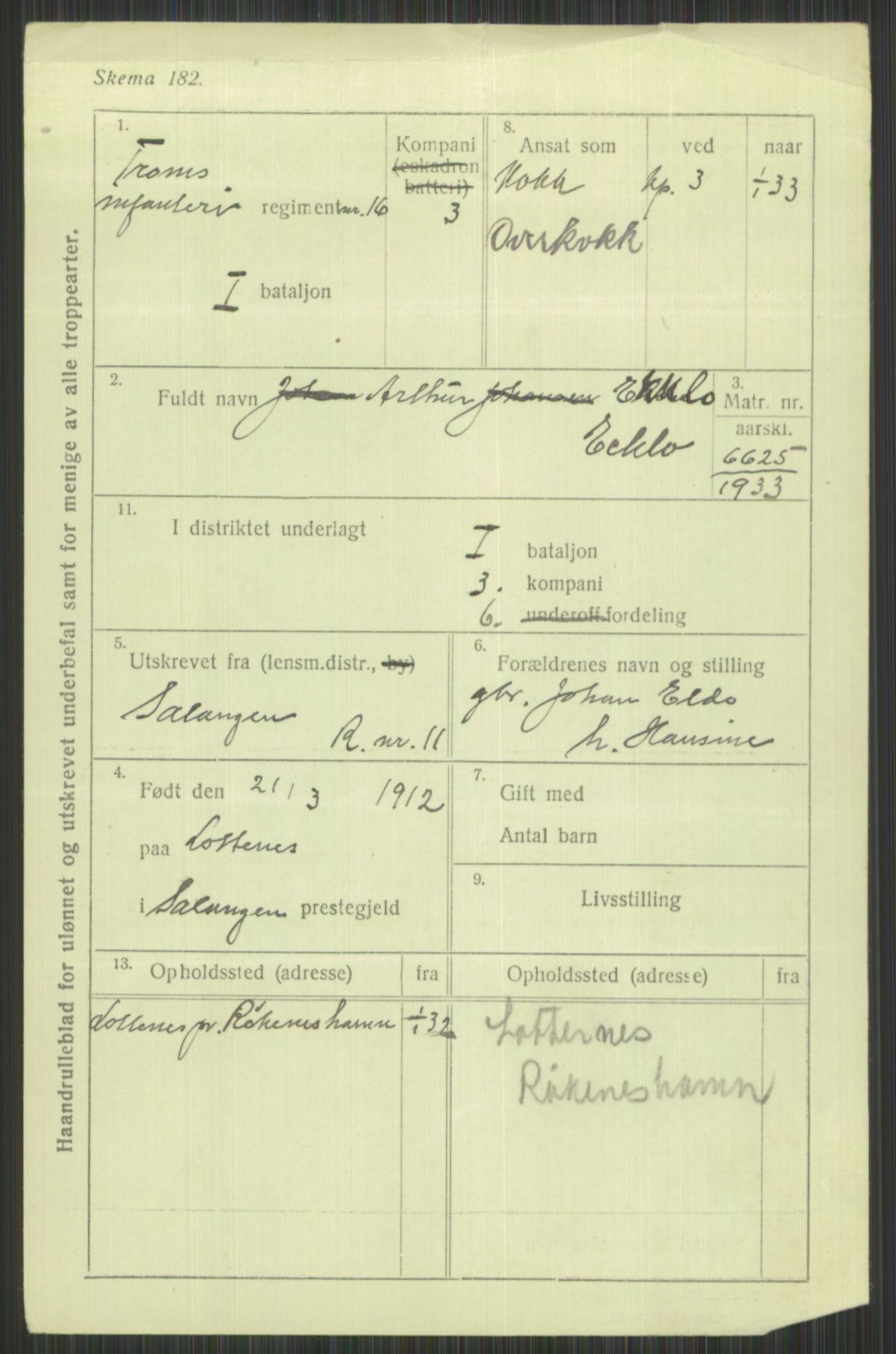 Forsvaret, Troms infanteriregiment nr. 16, AV/RA-RAFA-3146/P/Pa/L0016: Rulleblad for regimentets menige mannskaper, årsklasse 1932, 1932, p. 227