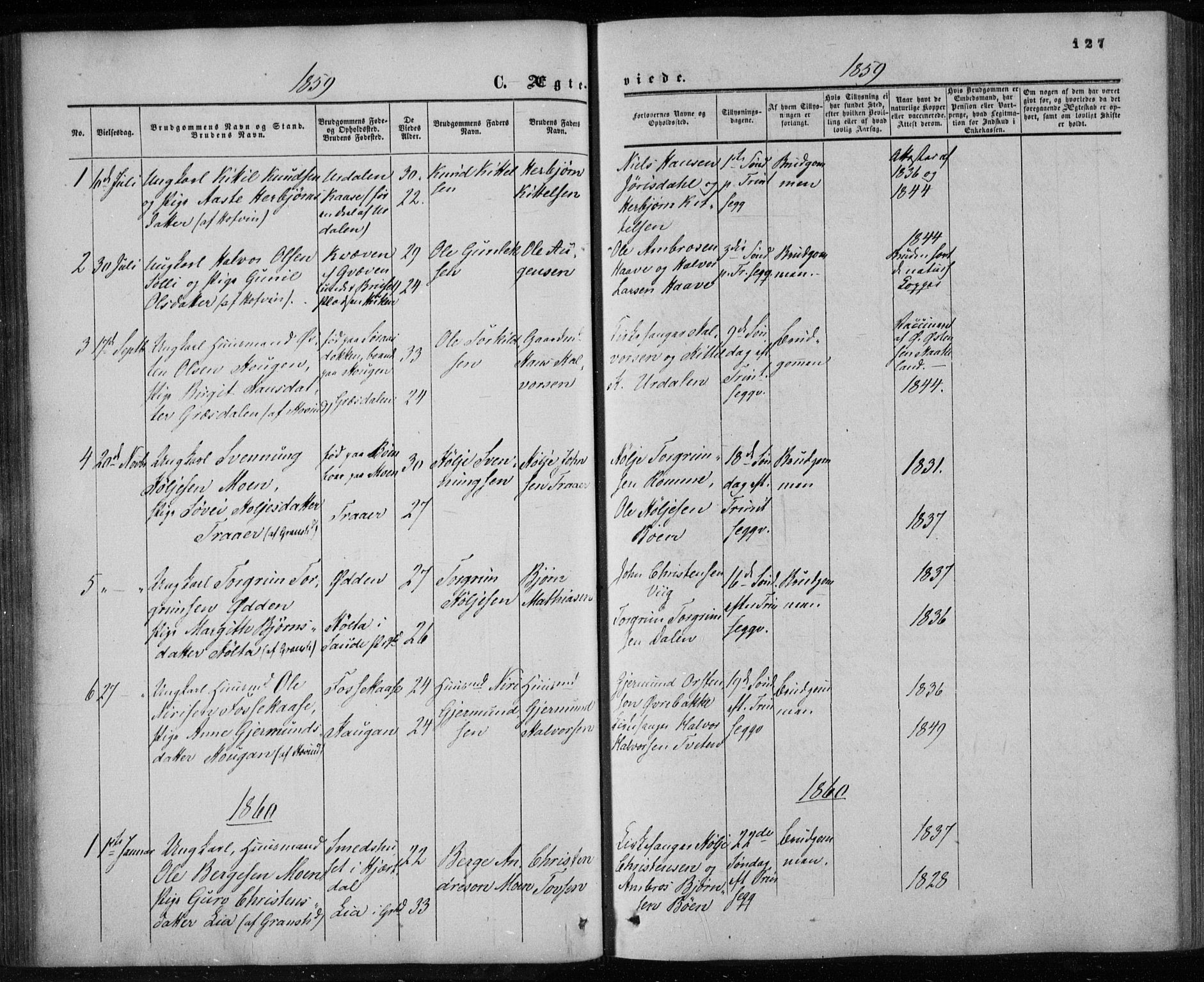 Gransherad kirkebøker, AV/SAKO-A-267/F/Fa/L0003: Parish register (official) no. I 3, 1859-1870, p. 127