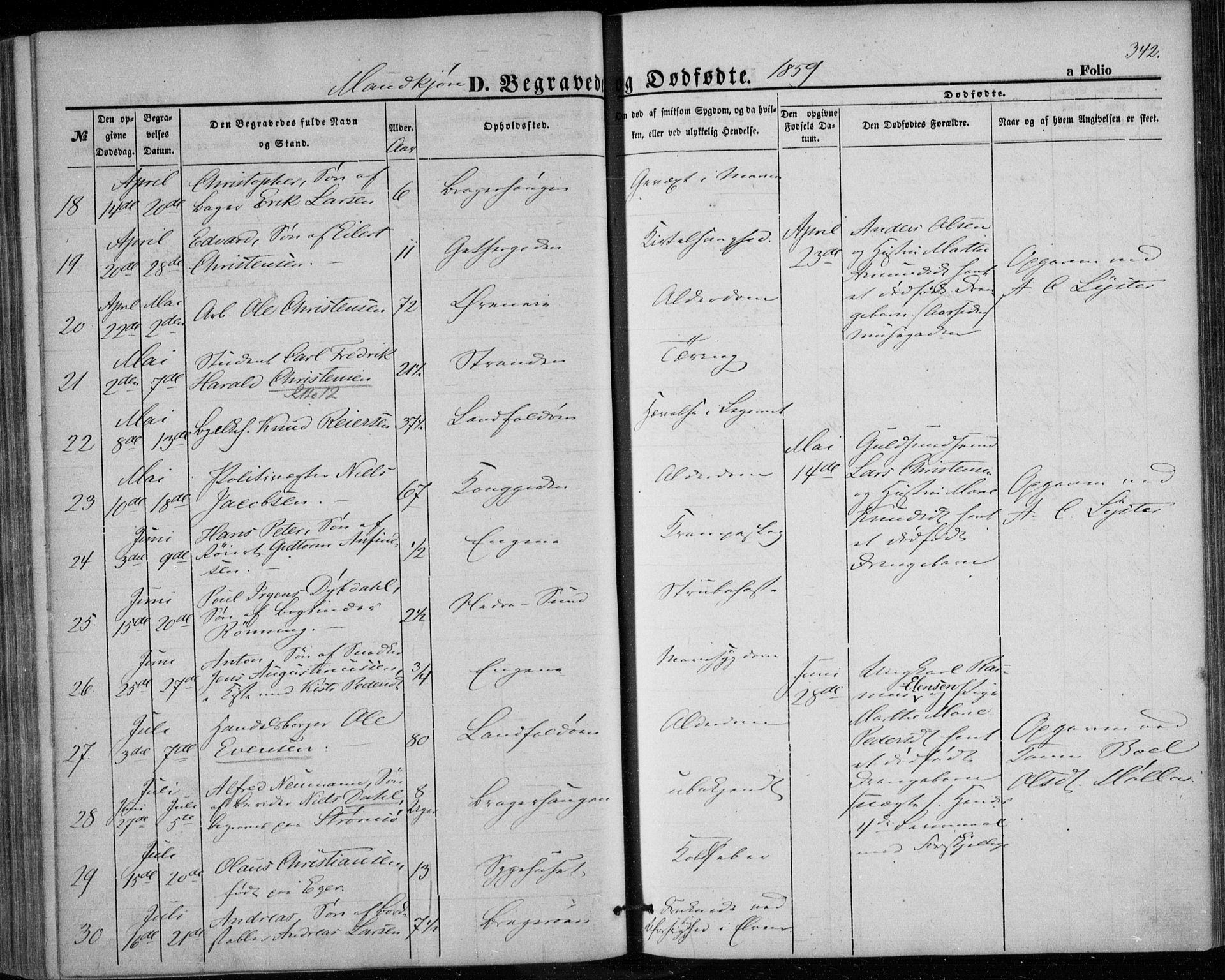 Bragernes kirkebøker, AV/SAKO-A-6/F/Fb/L0002: Parish register (official) no. II 2, 1848-1859, p. 342