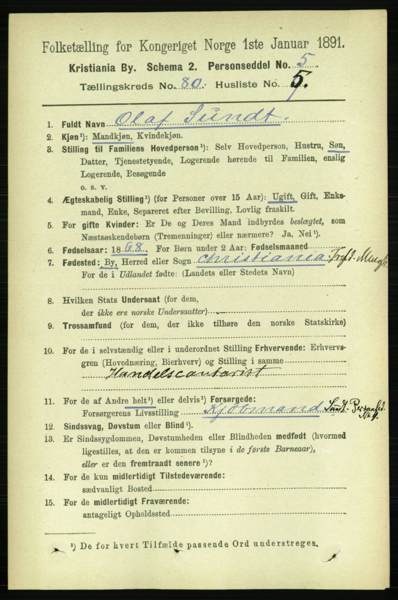 RA, 1891 census for 0301 Kristiania, 1891, p. 41318