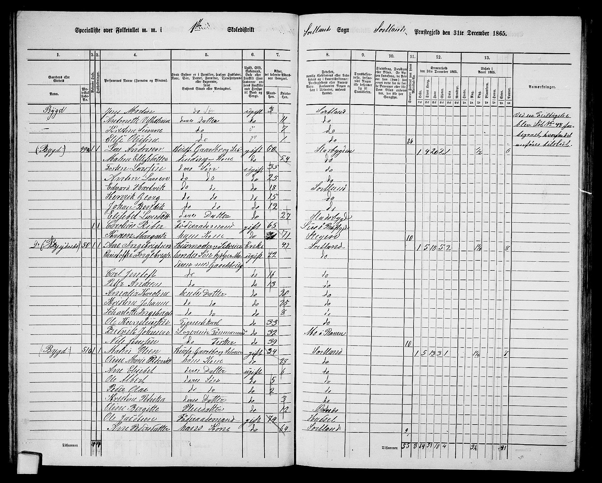 RA, 1865 census for Sortland, 1865, p. 49