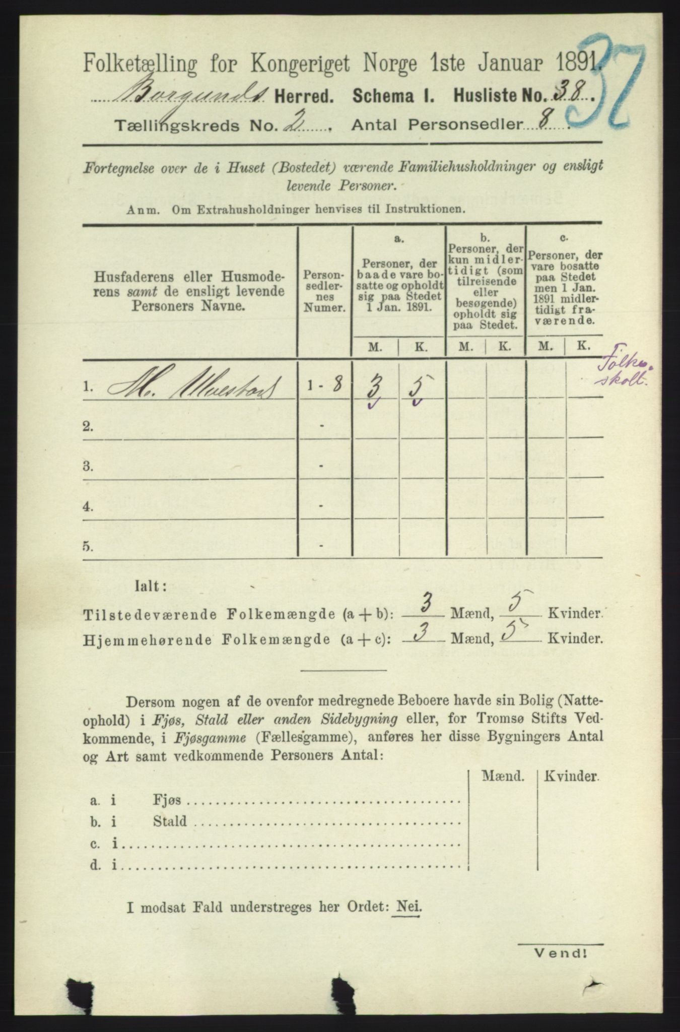 RA, 1891 census for 1531 Borgund, 1891, p. 6337