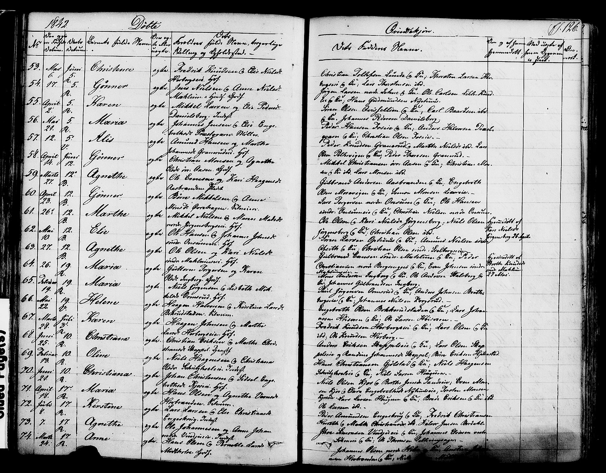 Ringsaker prestekontor, SAH/PREST-014/K/Ka/L0008: Parish register (official) no. 8, 1837-1850, p. 126