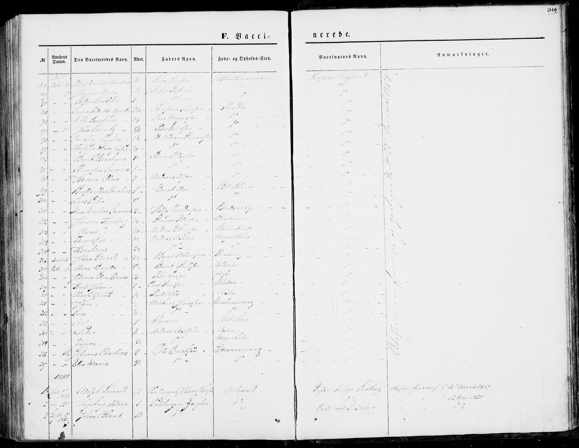 Ministerialprotokoller, klokkerbøker og fødselsregistre - Møre og Romsdal, AV/SAT-A-1454/528/L0397: Parish register (official) no. 528A08, 1848-1858, p. 314