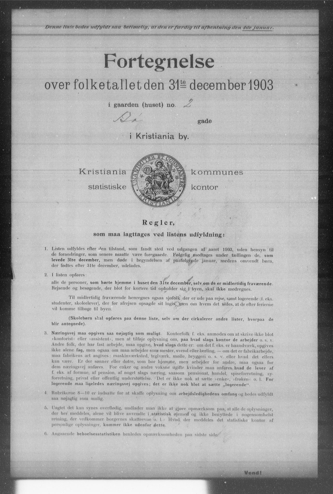 OBA, Municipal Census 1903 for Kristiania, 1903, p. 2318