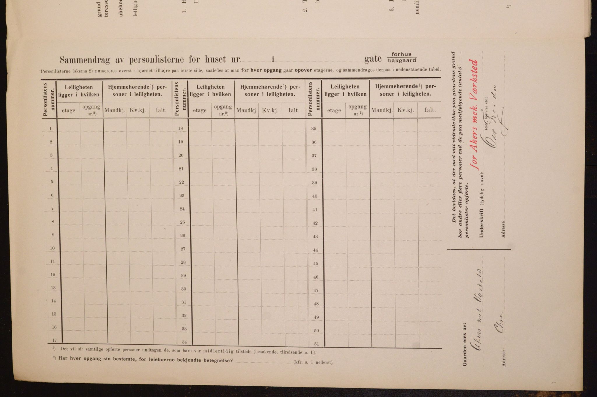 OBA, Municipal Census 1910 for Kristiania, 1910, p. 15161