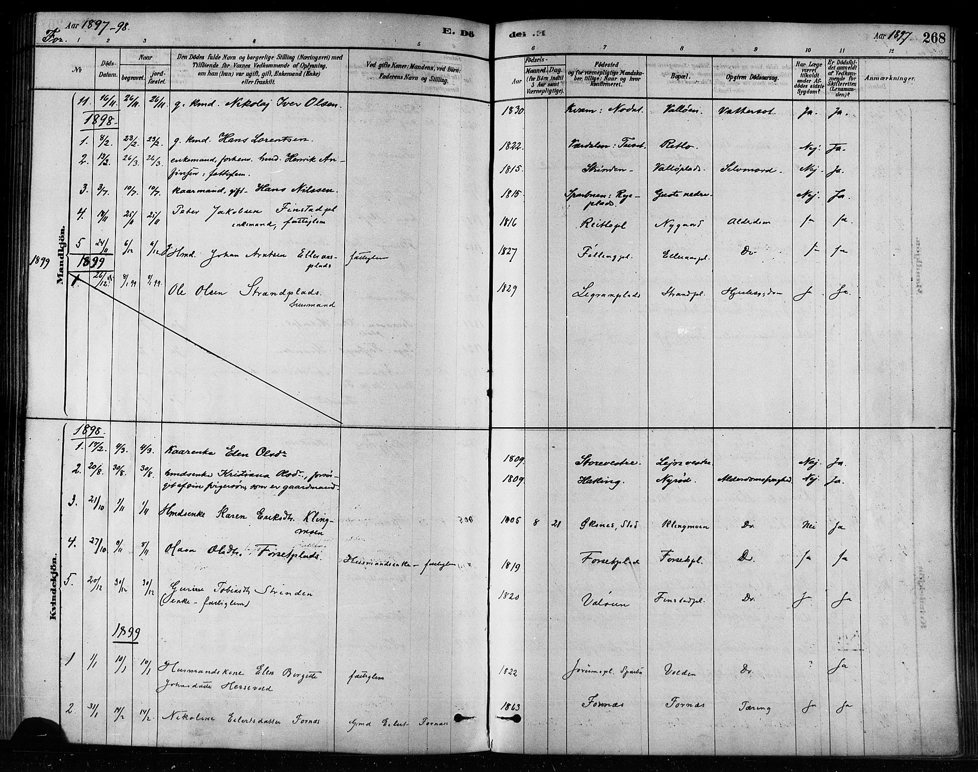 Ministerialprotokoller, klokkerbøker og fødselsregistre - Nord-Trøndelag, SAT/A-1458/746/L0448: Parish register (official) no. 746A07 /1, 1878-1900, p. 268