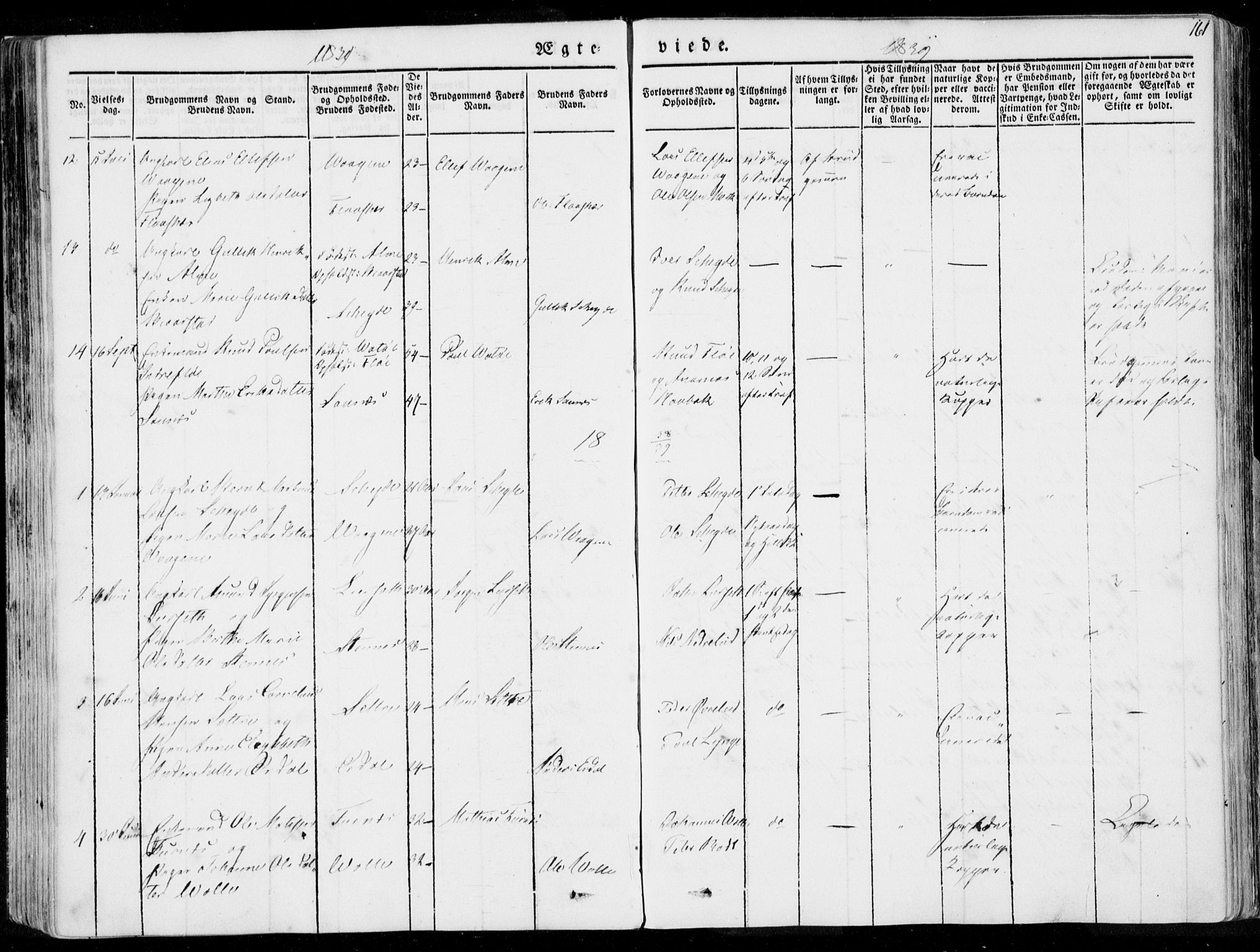 Ministerialprotokoller, klokkerbøker og fødselsregistre - Møre og Romsdal, AV/SAT-A-1454/509/L0104: Parish register (official) no. 509A02, 1833-1847, p. 161