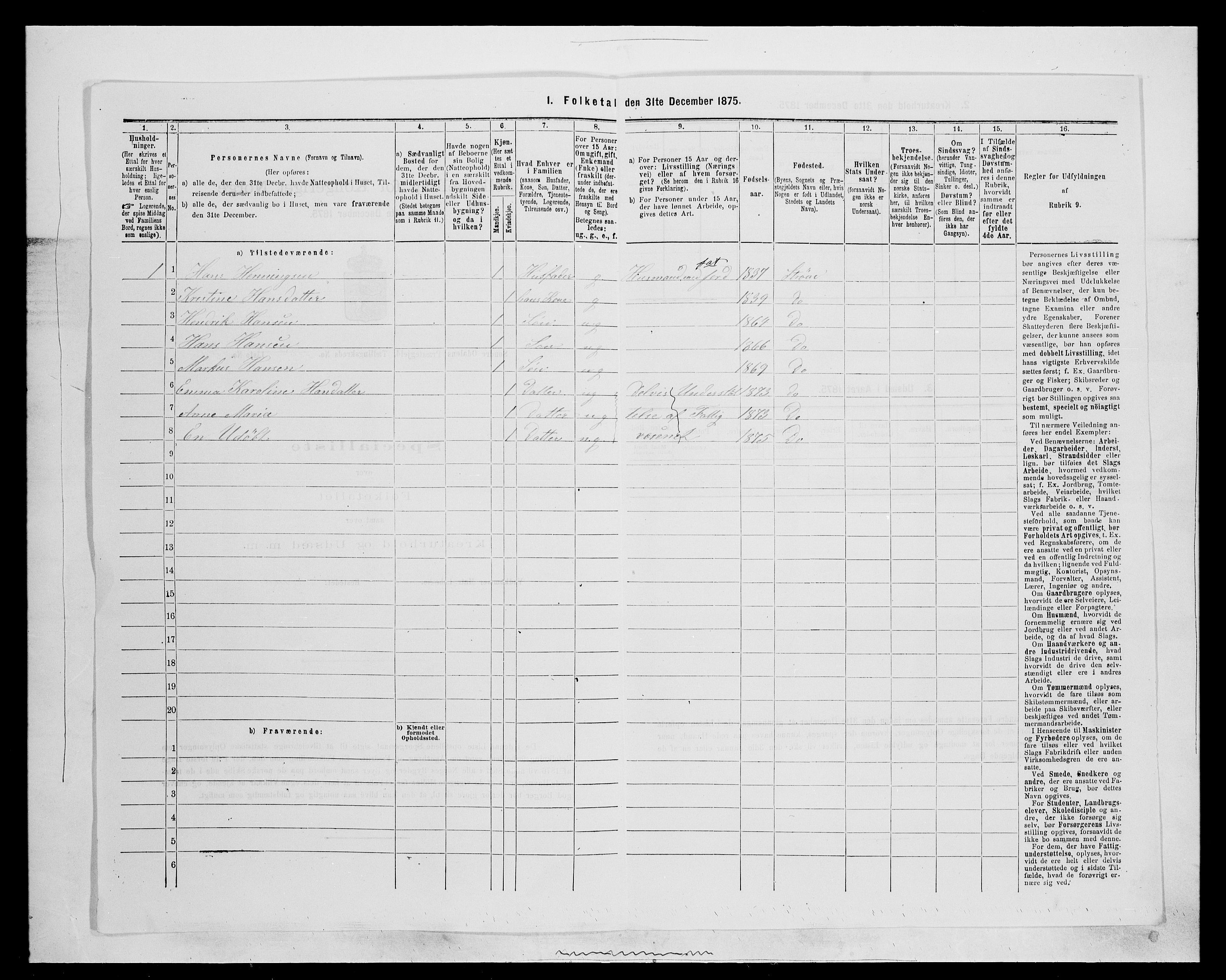 SAH, 1875 census for 0419P Sør-Odal, 1875, p. 1312