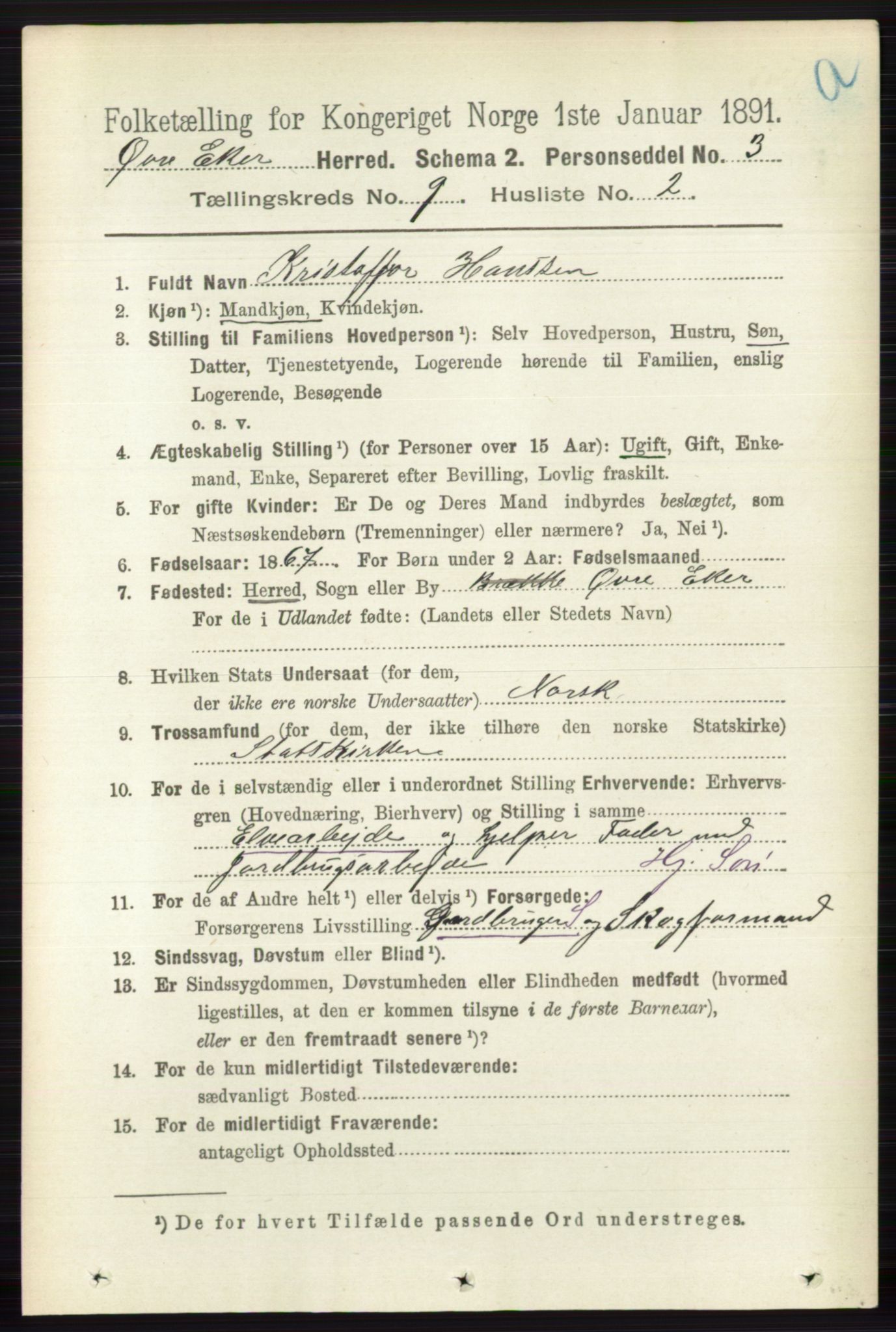 RA, 1891 census for 0624 Øvre Eiker, 1891, p. 3648