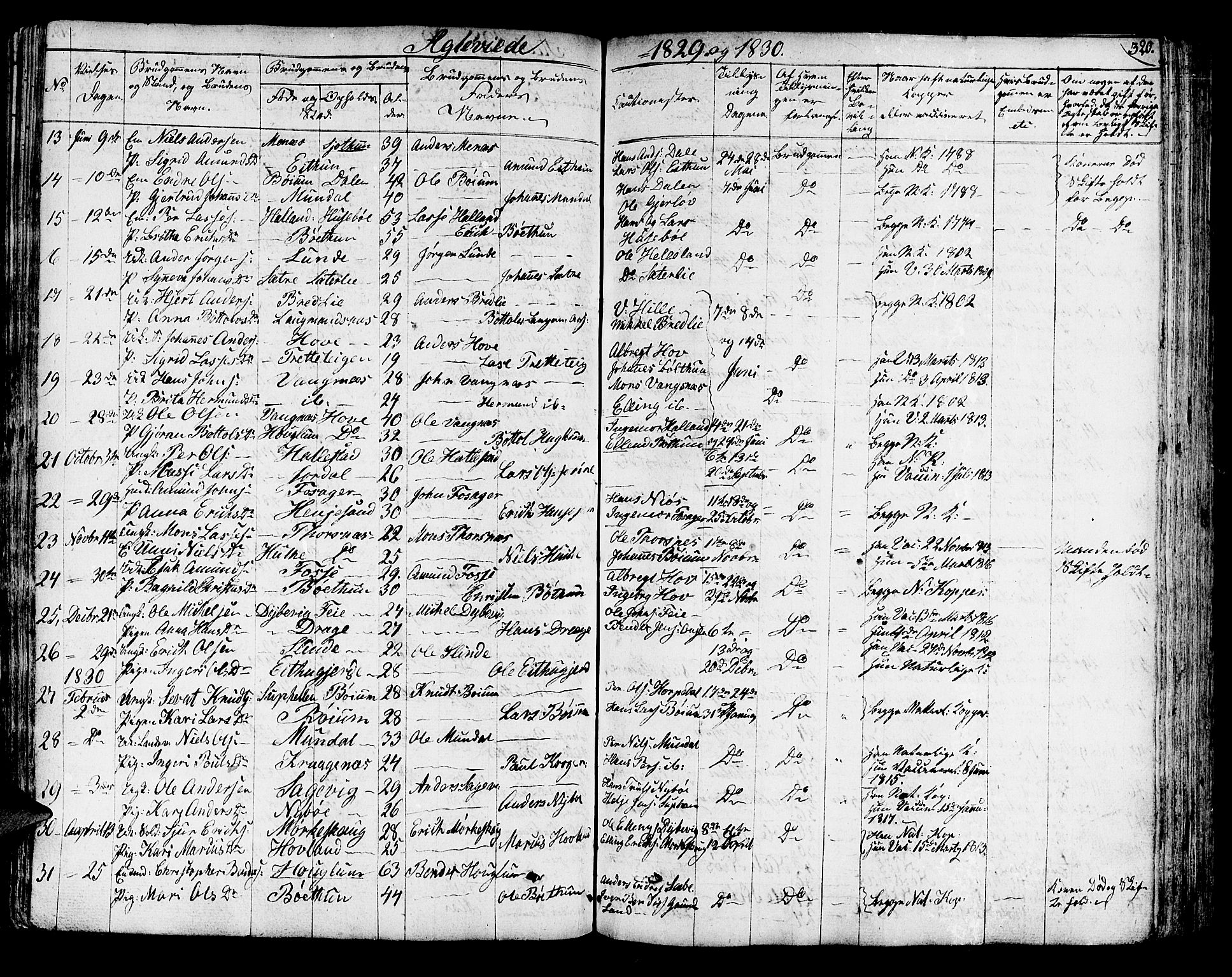 Leikanger sokneprestembete, AV/SAB-A-81001/H/Haa/Haaa/L0006: Parish register (official) no. A 6, 1810-1838, p. 320