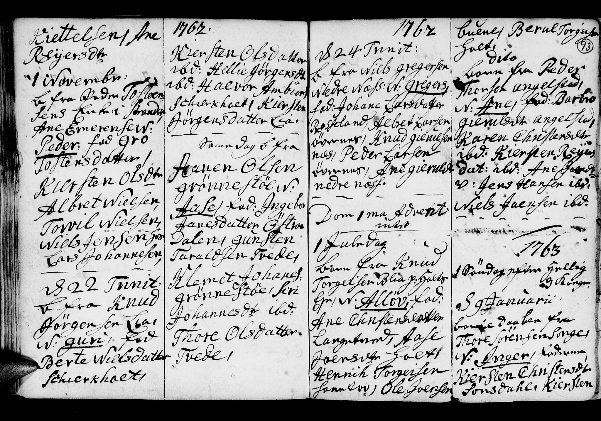 Holt sokneprestkontor, AV/SAK-1111-0021/F/Fb/L0005: Parish register (copy) no. B 5, 1746-1764, p. 93