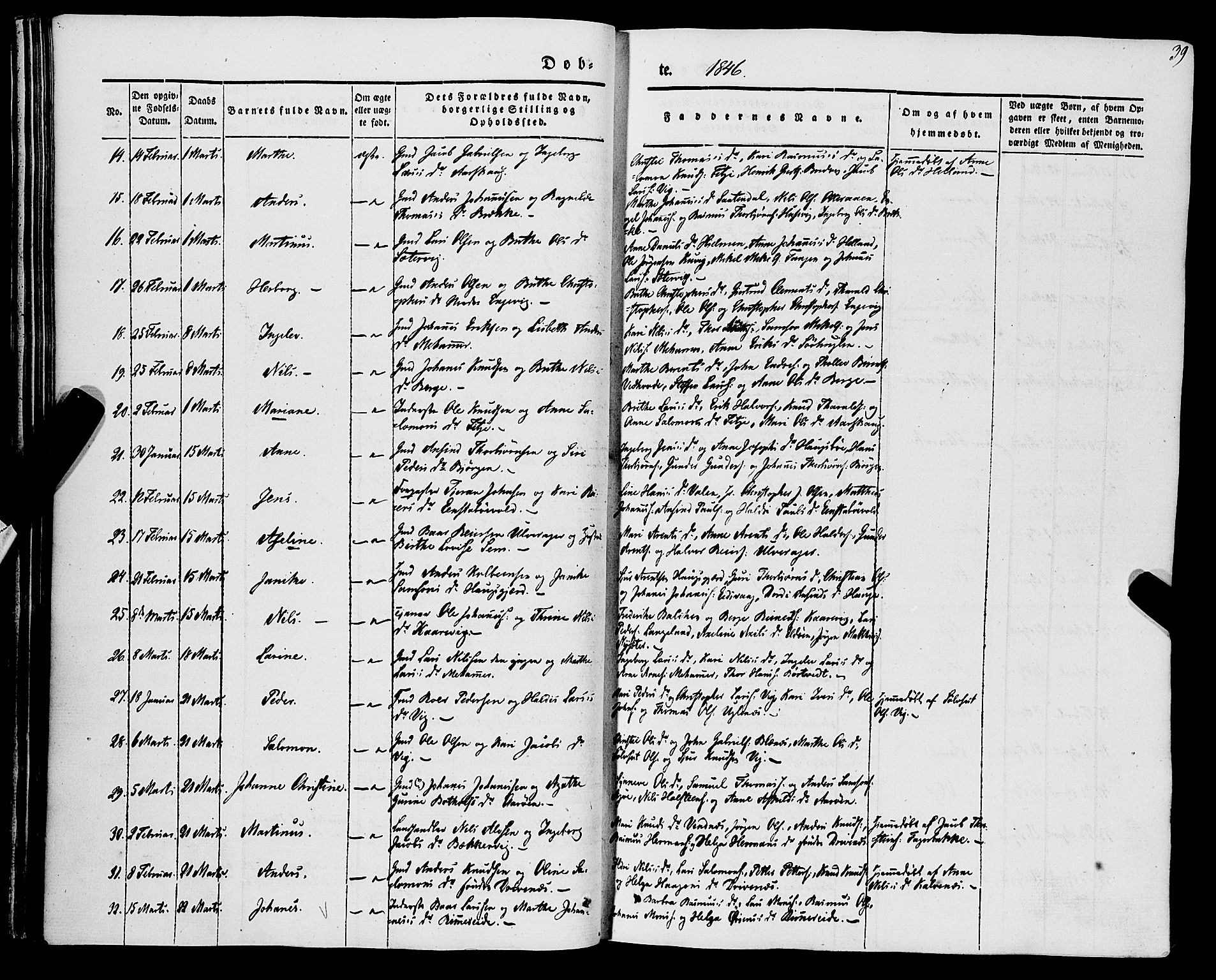 Stord sokneprestembete, SAB/A-78201/H/Haa: Parish register (official) no. A 7, 1841-1861, p. 39
