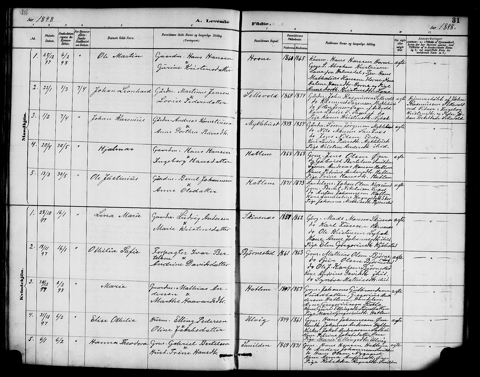 Hyllestad sokneprestembete, AV/SAB-A-80401: Parish register (official) no. D 1, 1886-1905, p. 31