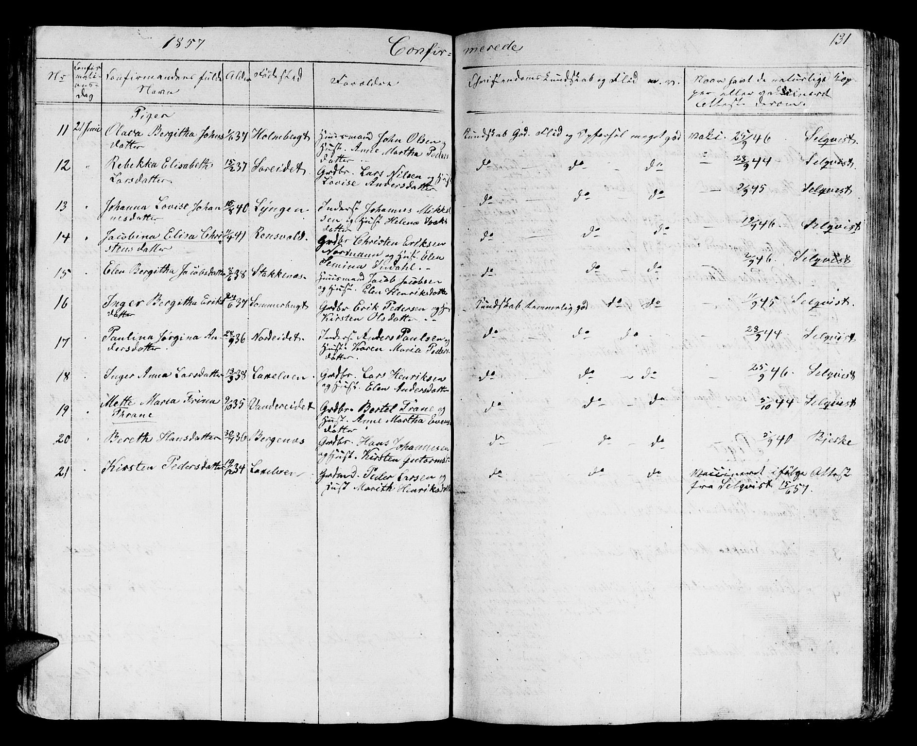 Karlsøy sokneprestembete, AV/SATØ-S-1299/H/Ha/Hab/L0002klokker: Parish register (copy) no. 2, 1843-1861, p. 131