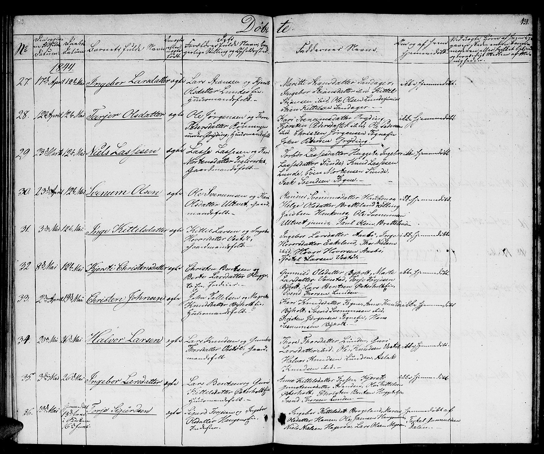 Gjerstad sokneprestkontor, AV/SAK-1111-0014/F/Fb/Fba/L0003: Parish register (copy) no. B 3, 1829-1844, p. 131