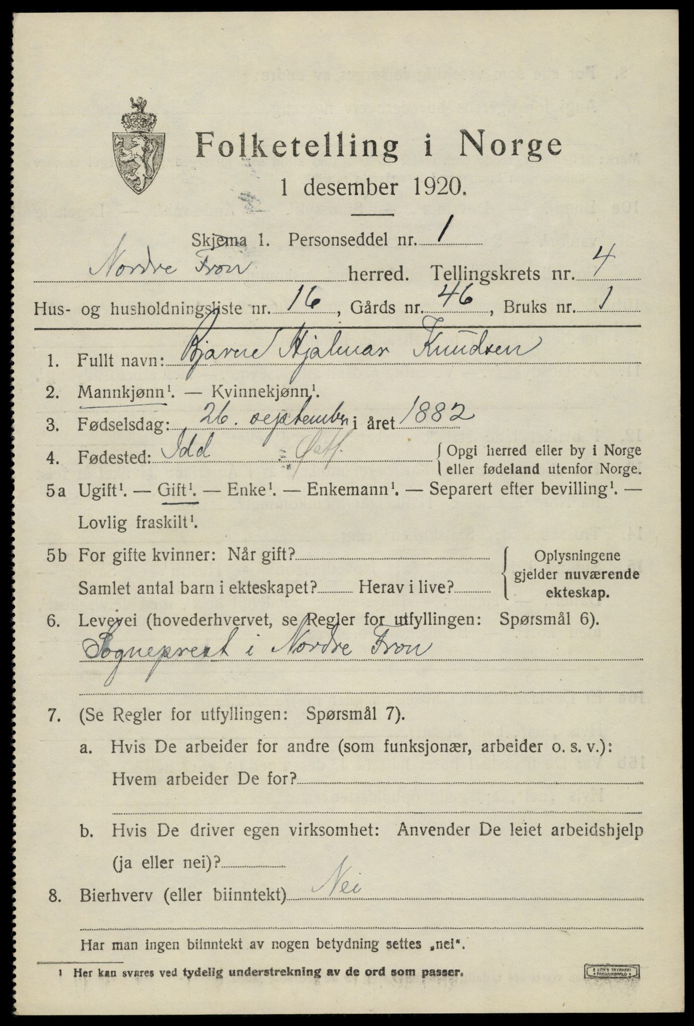 SAH, 1920 census for Nord-Fron, 1920, p. 4178