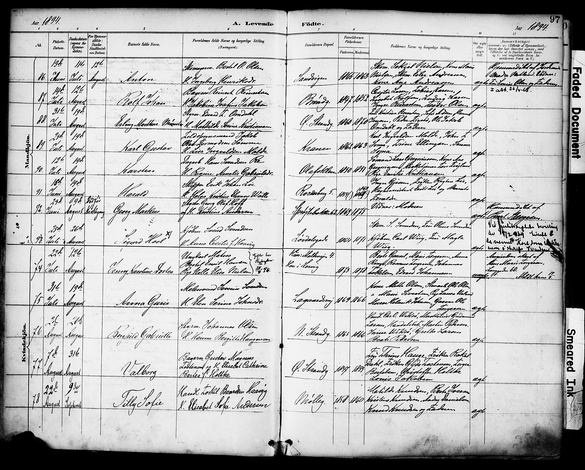 Domkirken sokneprestkontor, AV/SAST-A-101812/001/30/30BA/L0030: Parish register (official) no. A 29, 1889-1902, p. 97