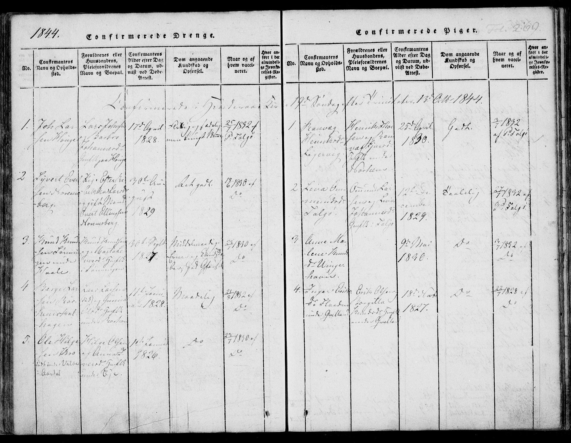 Nedstrand sokneprestkontor, AV/SAST-A-101841/01/IV: Parish register (official) no. A 7, 1816-1870, p. 269