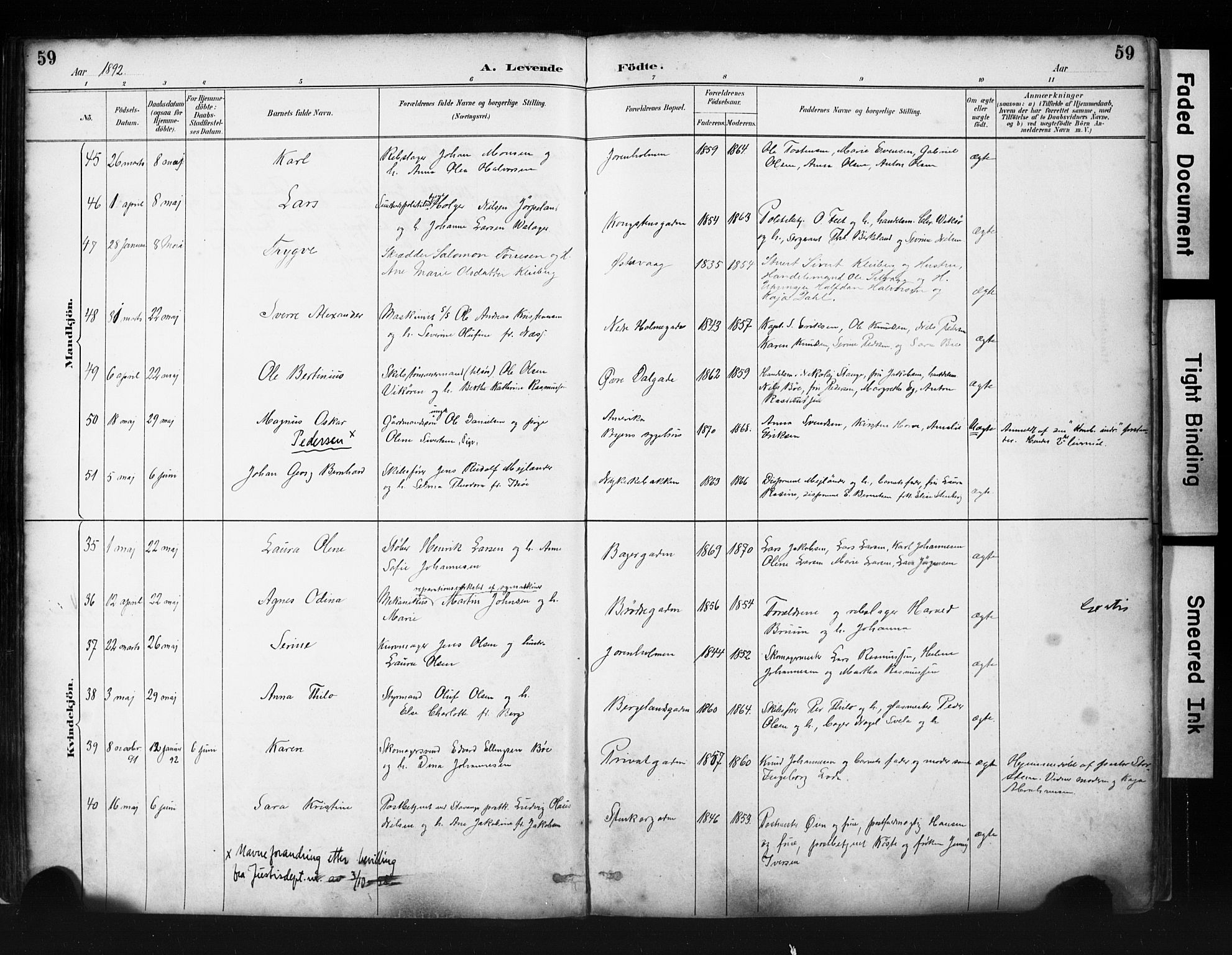 St. Petri sokneprestkontor, SAST/A-101813/001/30/30BA/L0019: Parish register (official) no. A 20, 1888-1901, p. 59