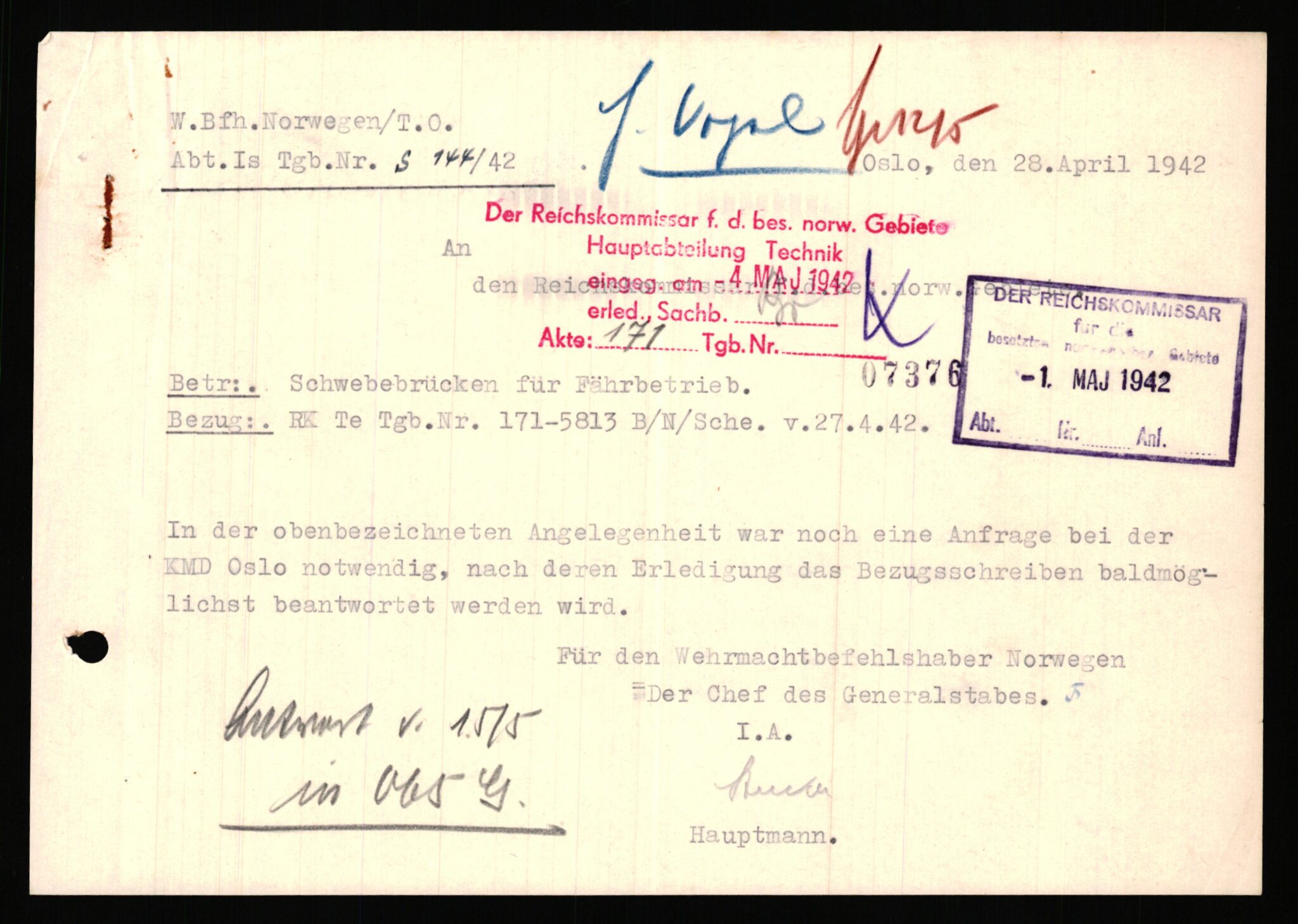 Tyske arkiver, Organisation Todt (OT), Einsatzgruppe Wiking, AV/RA-RAFA-2188/1/E/E2/E2d/L0023: Fähren und Anlegen, 1942-1944, p. 154