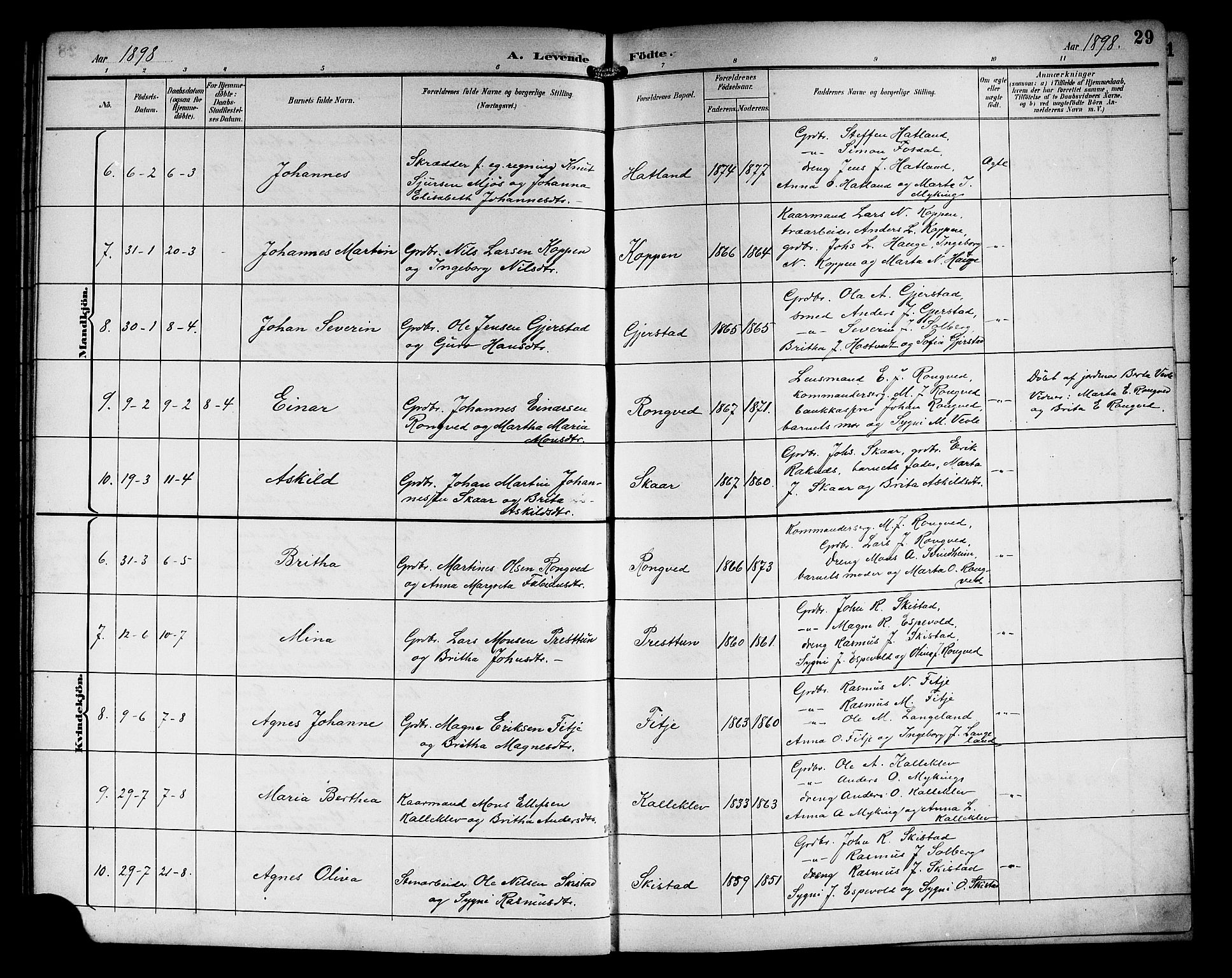 Haus sokneprestembete, AV/SAB-A-75601/H/Hab: Parish register (copy) no. C 3, 1893-1906, p. 29