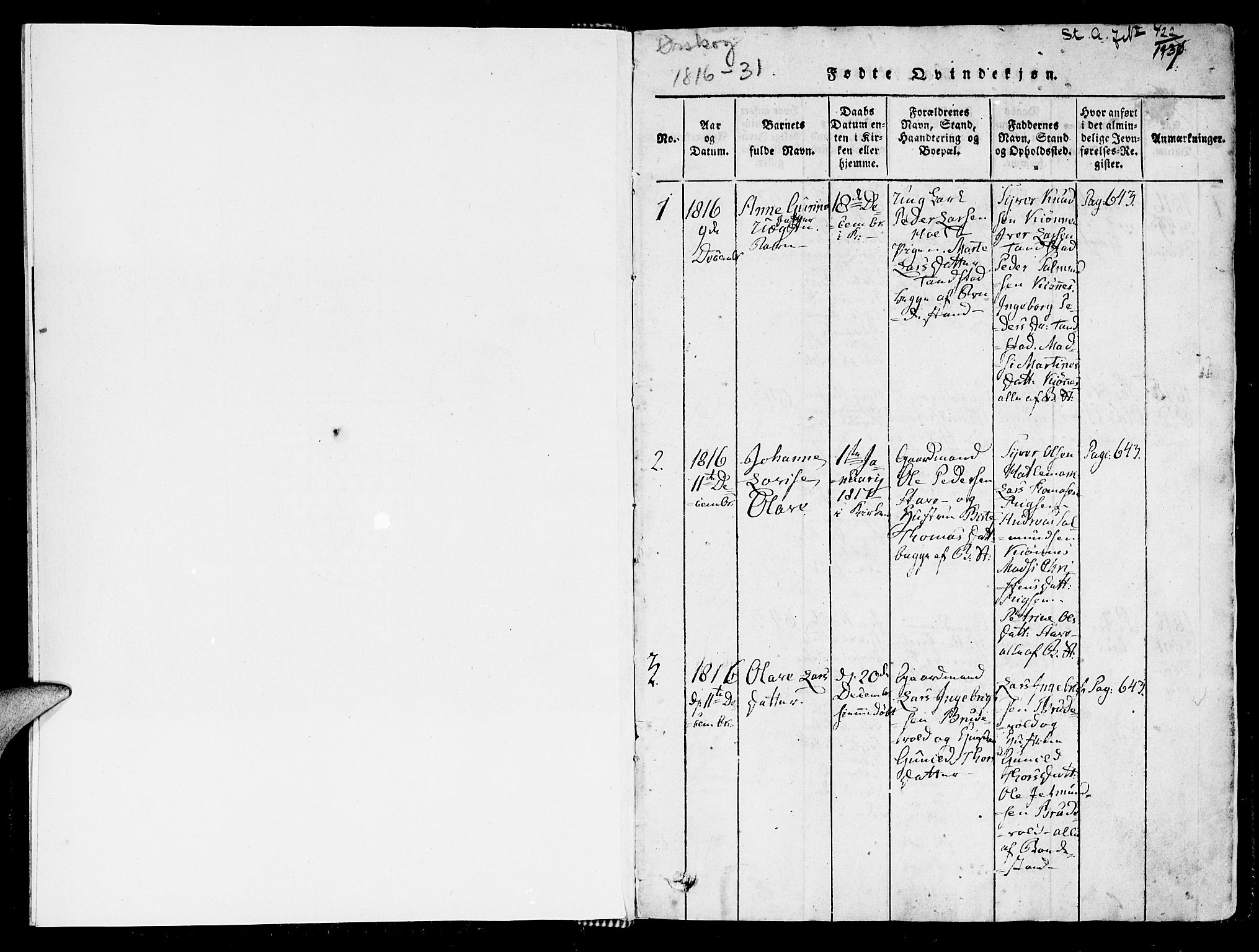 Ministerialprotokoller, klokkerbøker og fødselsregistre - Møre og Romsdal, SAT/A-1454/522/L0310: Parish register (official) no. 522A05, 1816-1832, p. 0-1