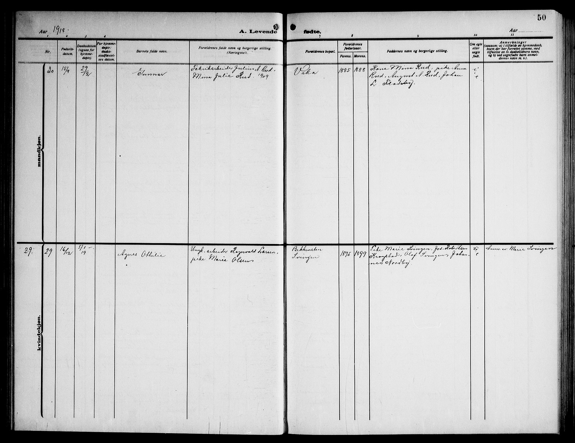 Enebakk prestekontor Kirkebøker, AV/SAO-A-10171c/G/Ga/L0007: Parish register (copy) no. I 7, 1911-1949, p. 50