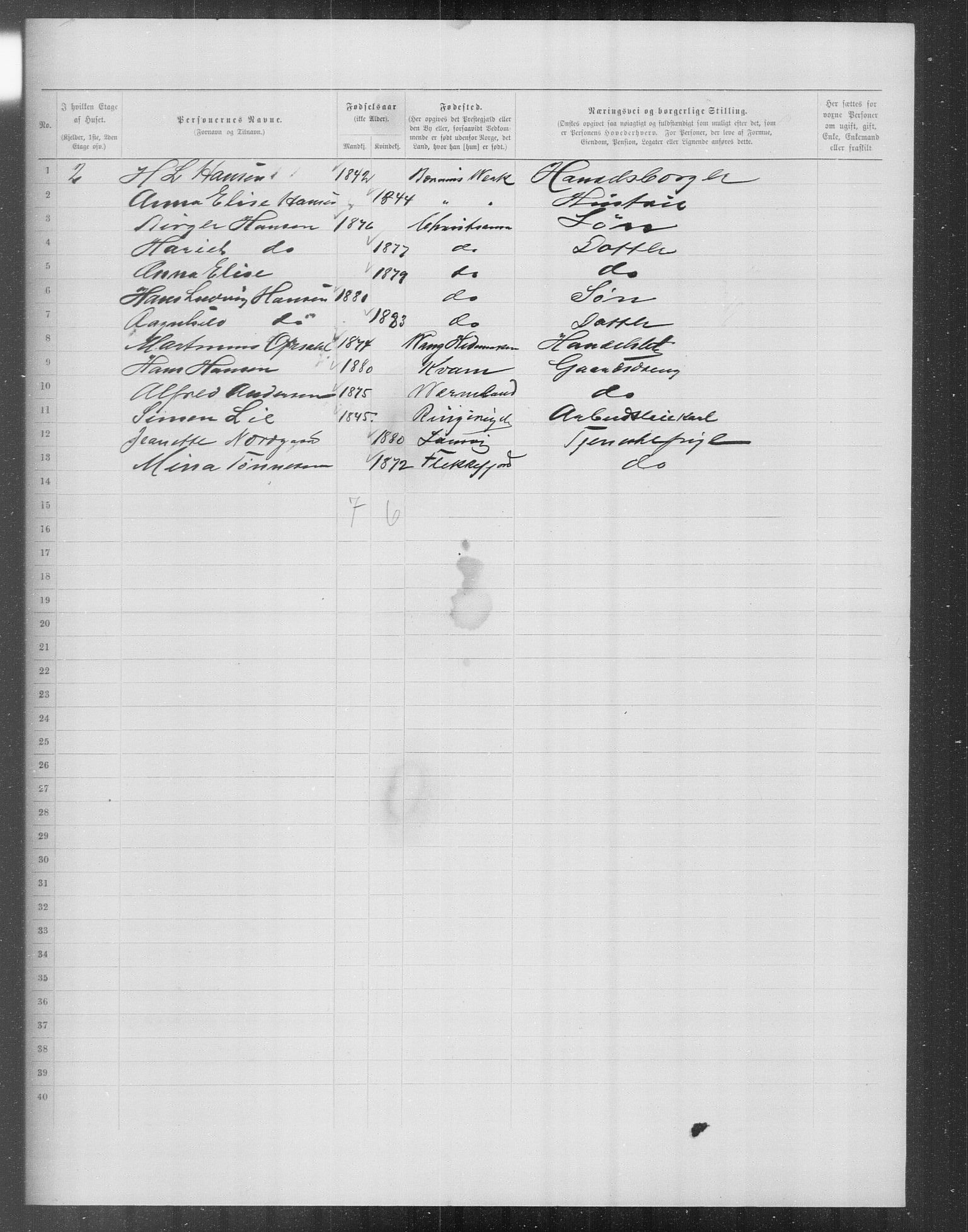 OBA, Municipal Census 1899 for Kristiania, 1899, p. 13315