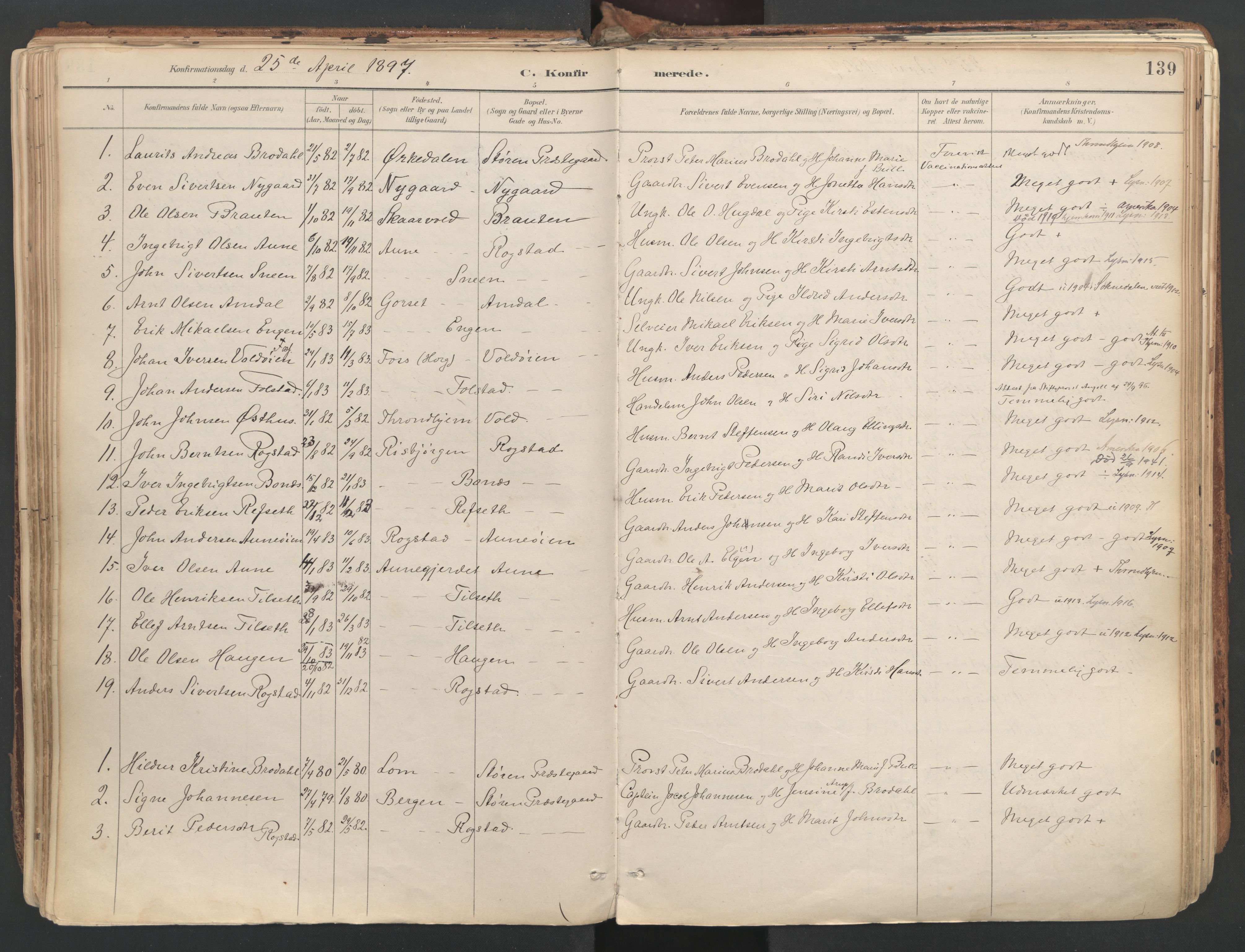 Ministerialprotokoller, klokkerbøker og fødselsregistre - Sør-Trøndelag, SAT/A-1456/687/L1004: Parish register (official) no. 687A10, 1891-1923, p. 139