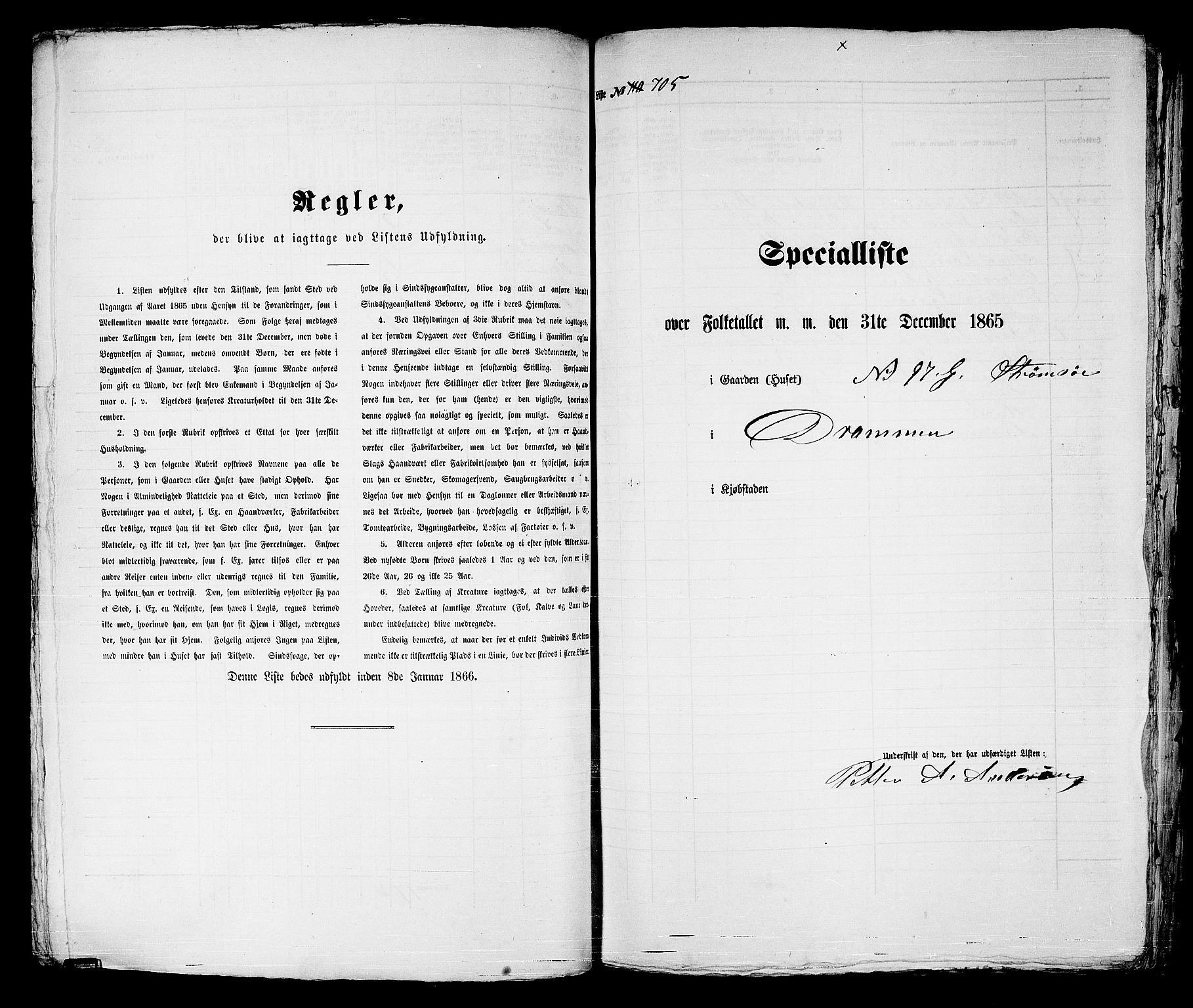 RA, 1865 census for Strømsø in Drammen, 1865, p. 225