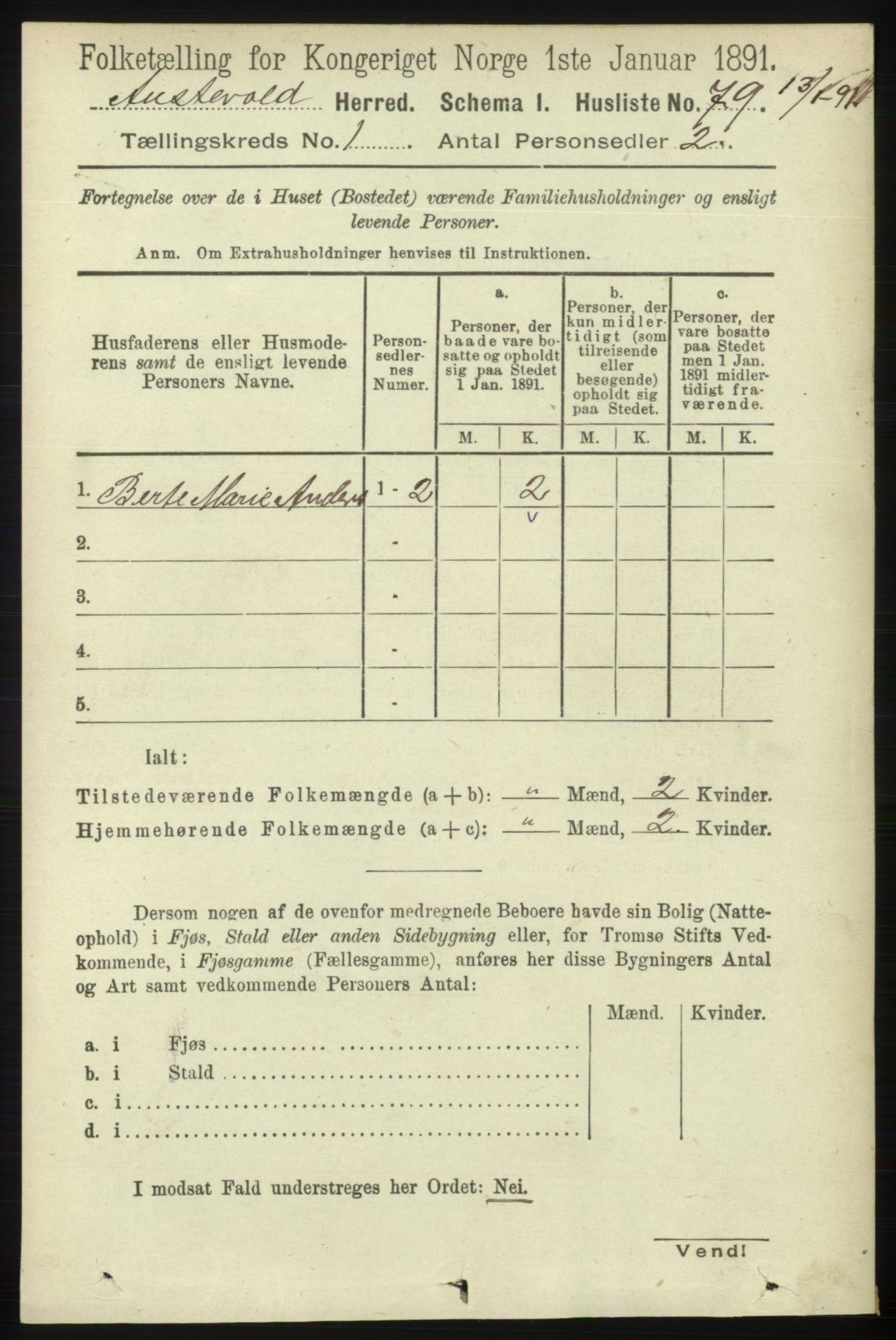 RA, 1891 census for 1244 Austevoll, 1891, p. 96