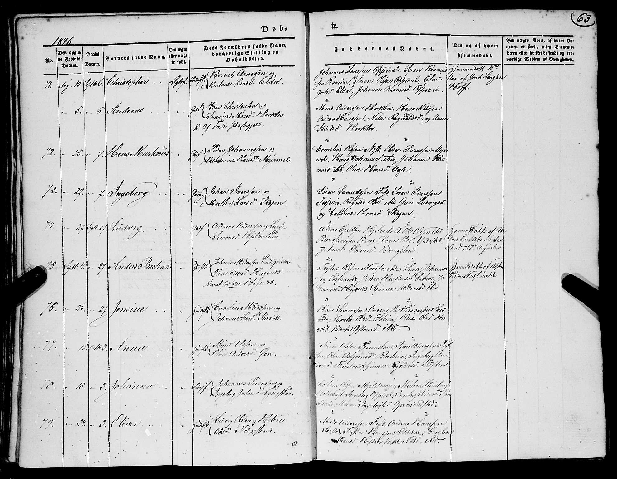 Gaular sokneprestembete, AV/SAB-A-80001/H/Haa: Parish register (official) no. A 4I, 1840-1859, p. 63