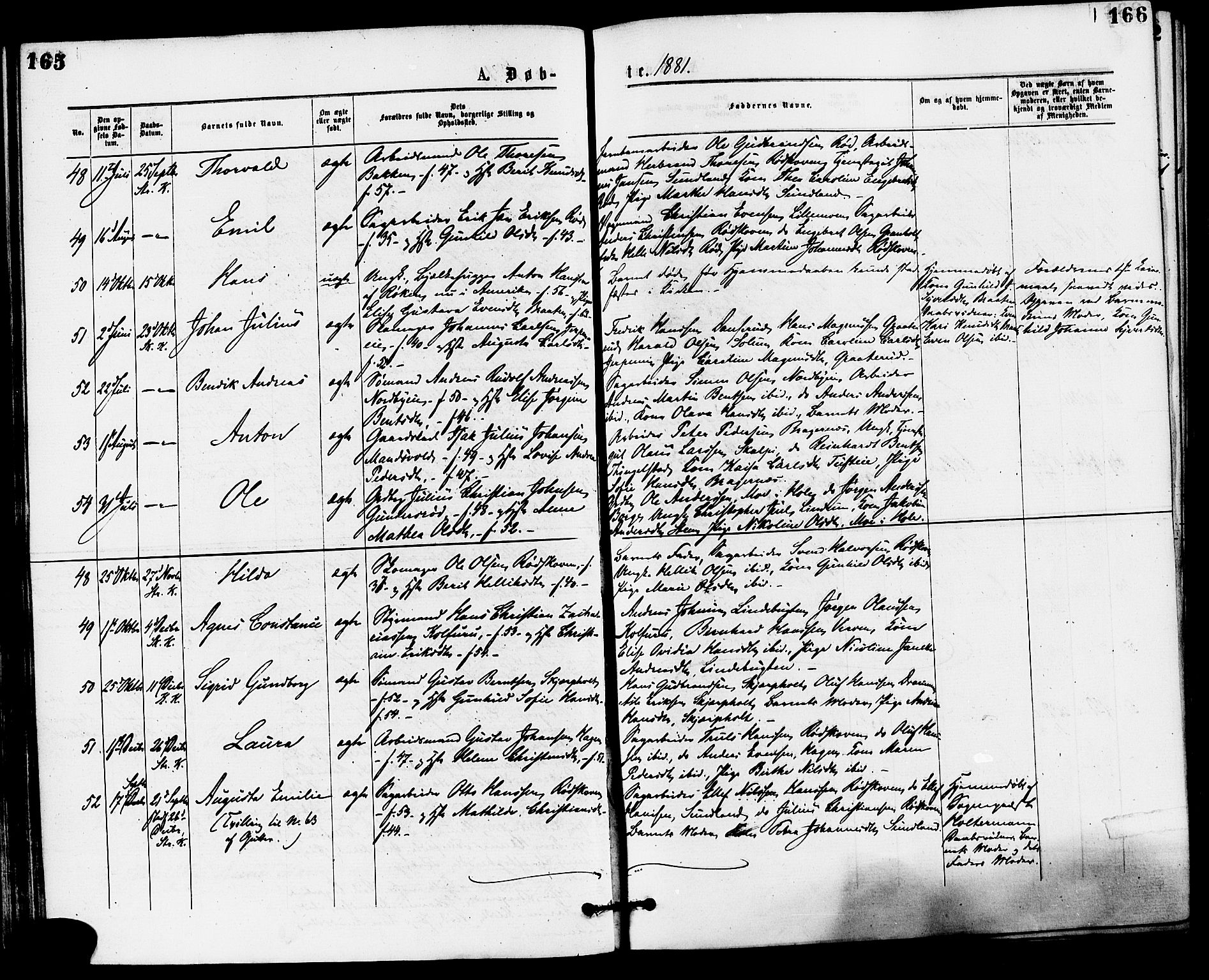 Skoger kirkebøker, AV/SAKO-A-59/F/Fa/L0005: Parish register (official) no. I 5, 1873-1884, p. 165-166