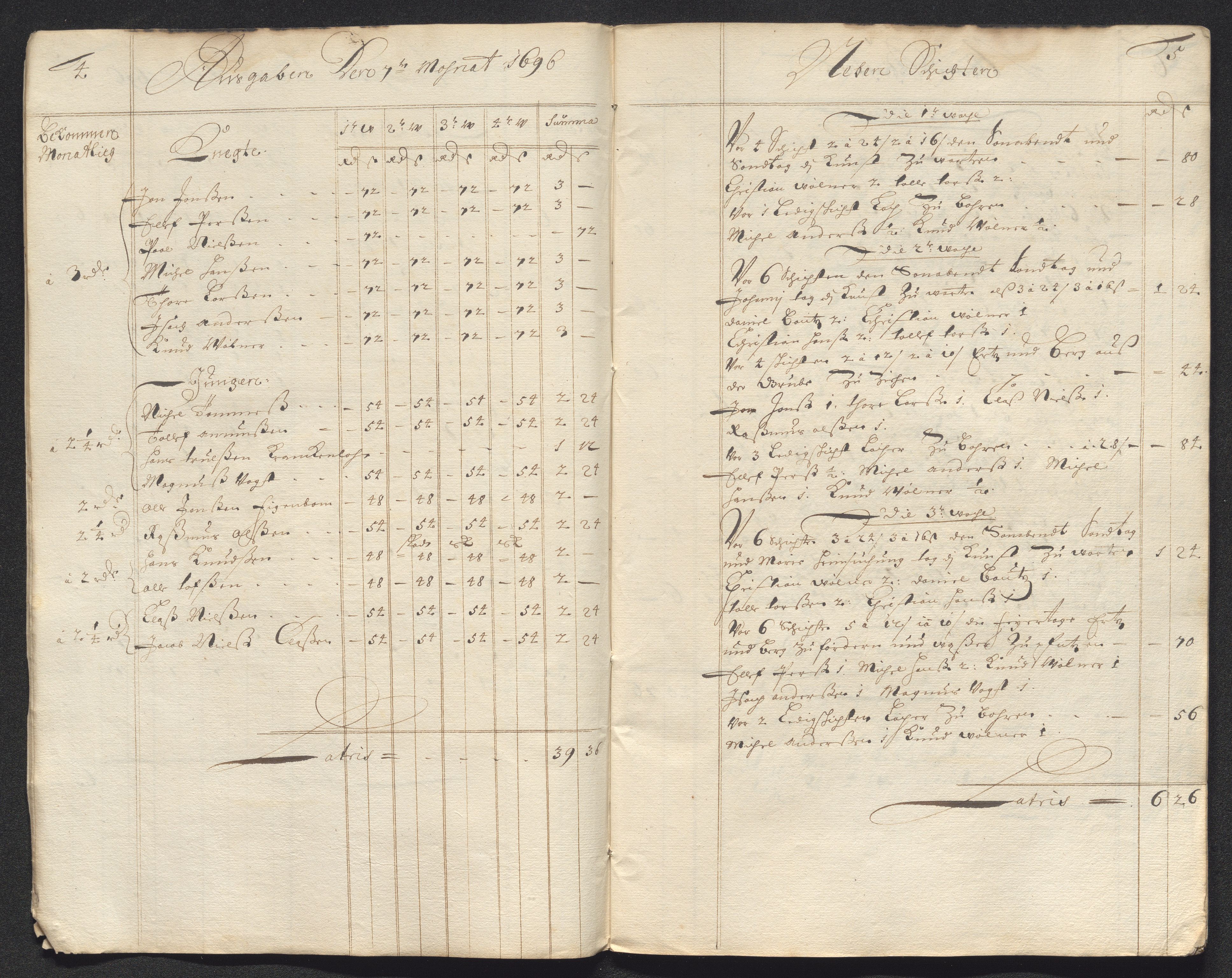 Kongsberg Sølvverk 1623-1816, AV/SAKO-EA-3135/001/D/Dc/Dcd/L0071: Utgiftsregnskap for gruver m.m. , 1696-1697, p. 218