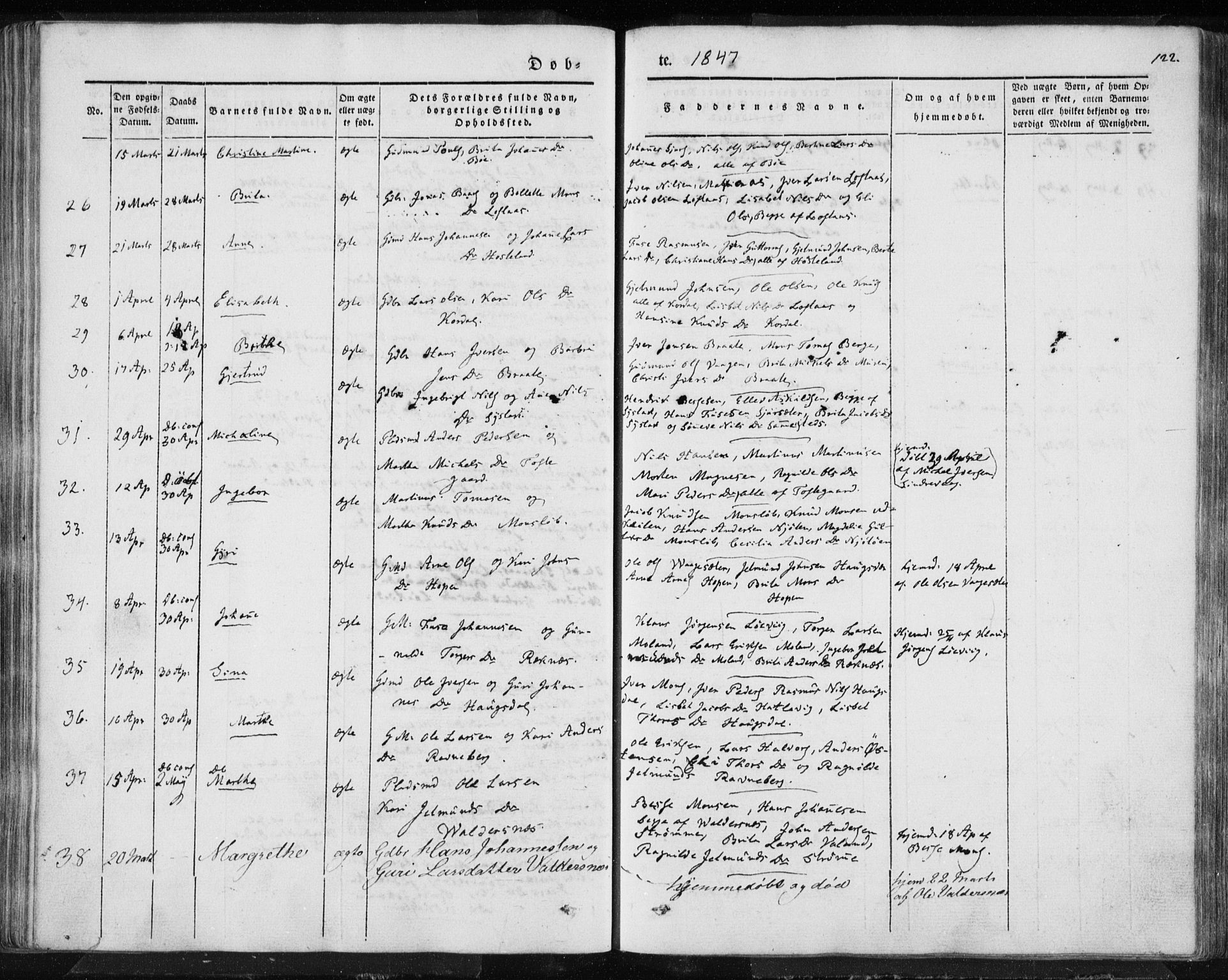 Lindås Sokneprestembete, AV/SAB-A-76701/H/Haa/Haaa/L0010: Parish register (official) no. A 10, 1842-1862, p. 122