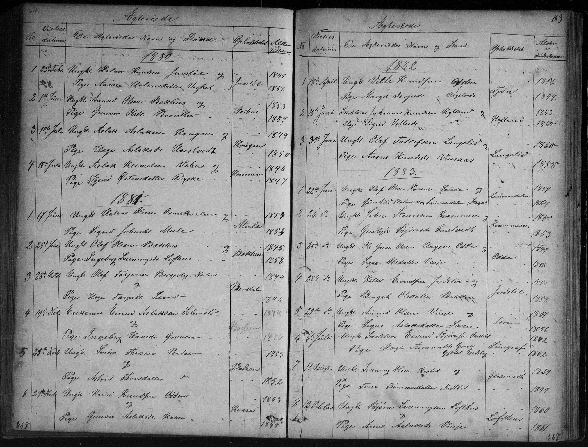 Vinje kirkebøker, SAKO/A-312/G/Ga/L0002: Parish register (copy) no. I 2, 1849-1893, p. 163