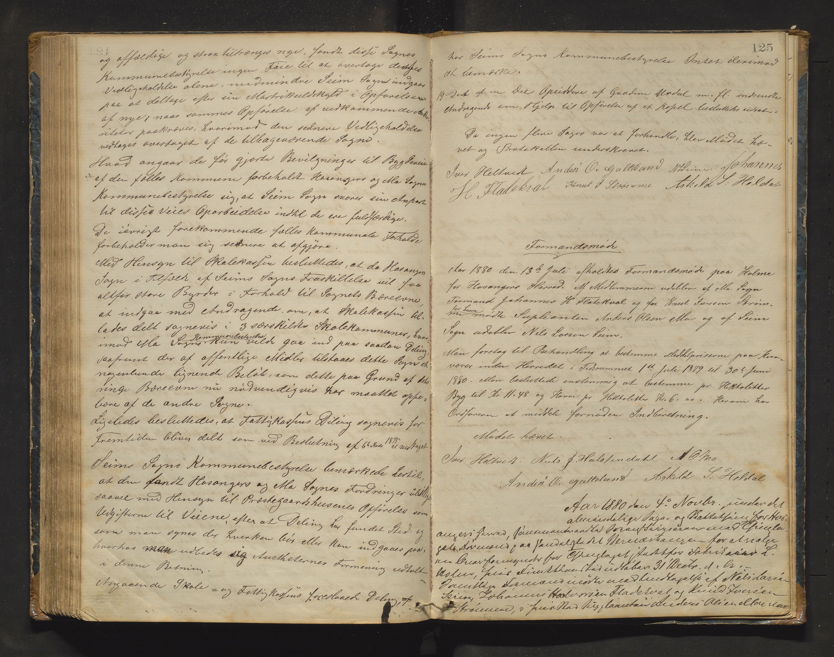 Hosanger kommune. Formannskapet, IKAH/1253a-021/A/Aa/L0002: Møtebok for Hosanger formannskap, heradsstyre og Seim soknestyre, 1867-1881, p. 125