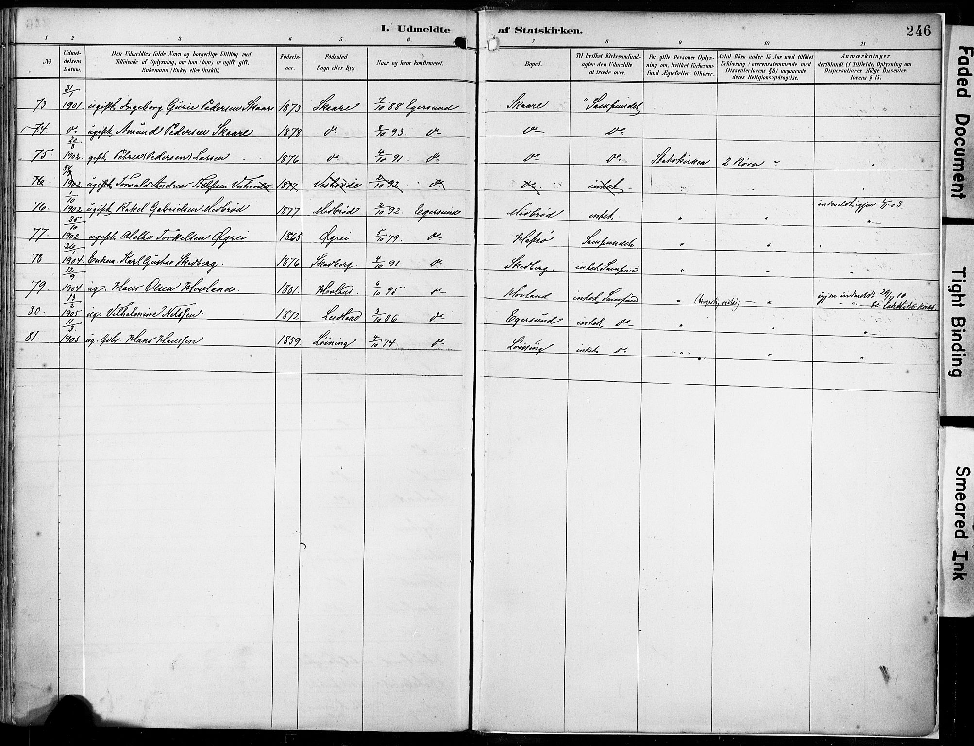 Eigersund sokneprestkontor, SAST/A-101807/S08/L0018: Parish register (official) no. A 17, 1892-1905, p. 246