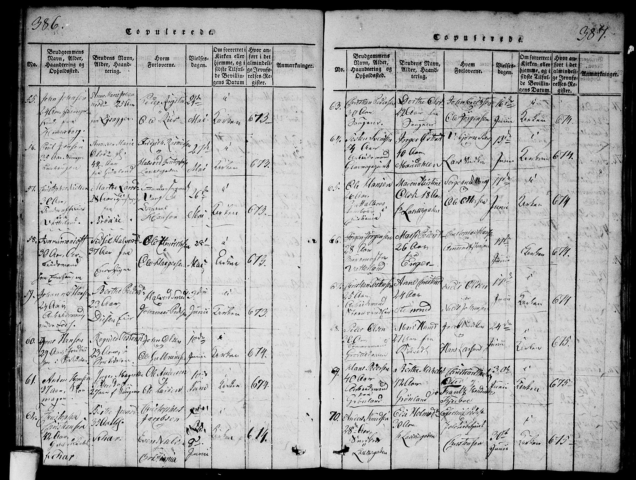 Aker prestekontor kirkebøker, SAO/A-10861/G/L0002: Parish register (copy) no. 2, 1815-1819, p. 386-387