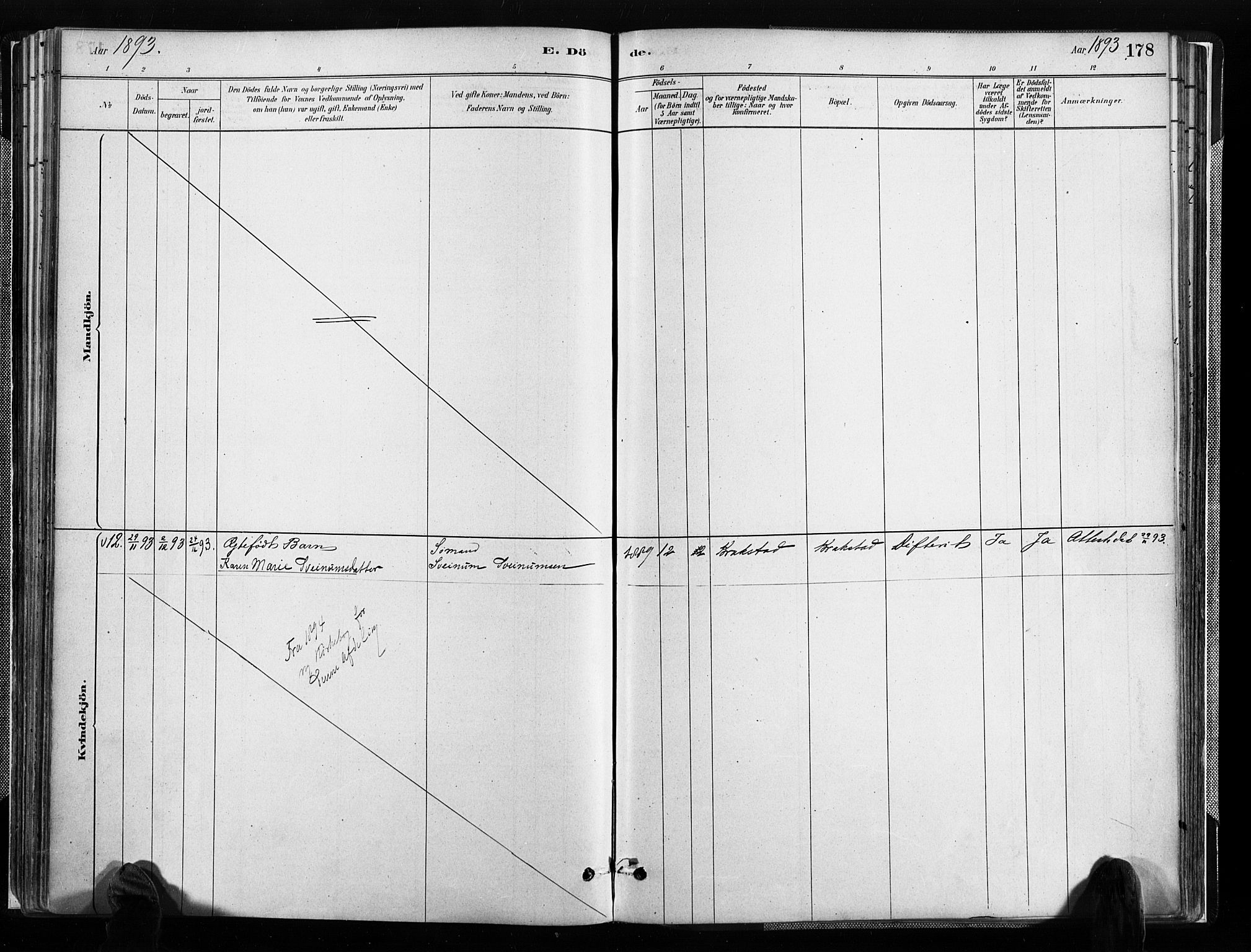 Austre Moland sokneprestkontor, SAK/1111-0001/F/Fa/Faa/L0010: Parish register (official) no. A 10, 1880-1904, p. 178