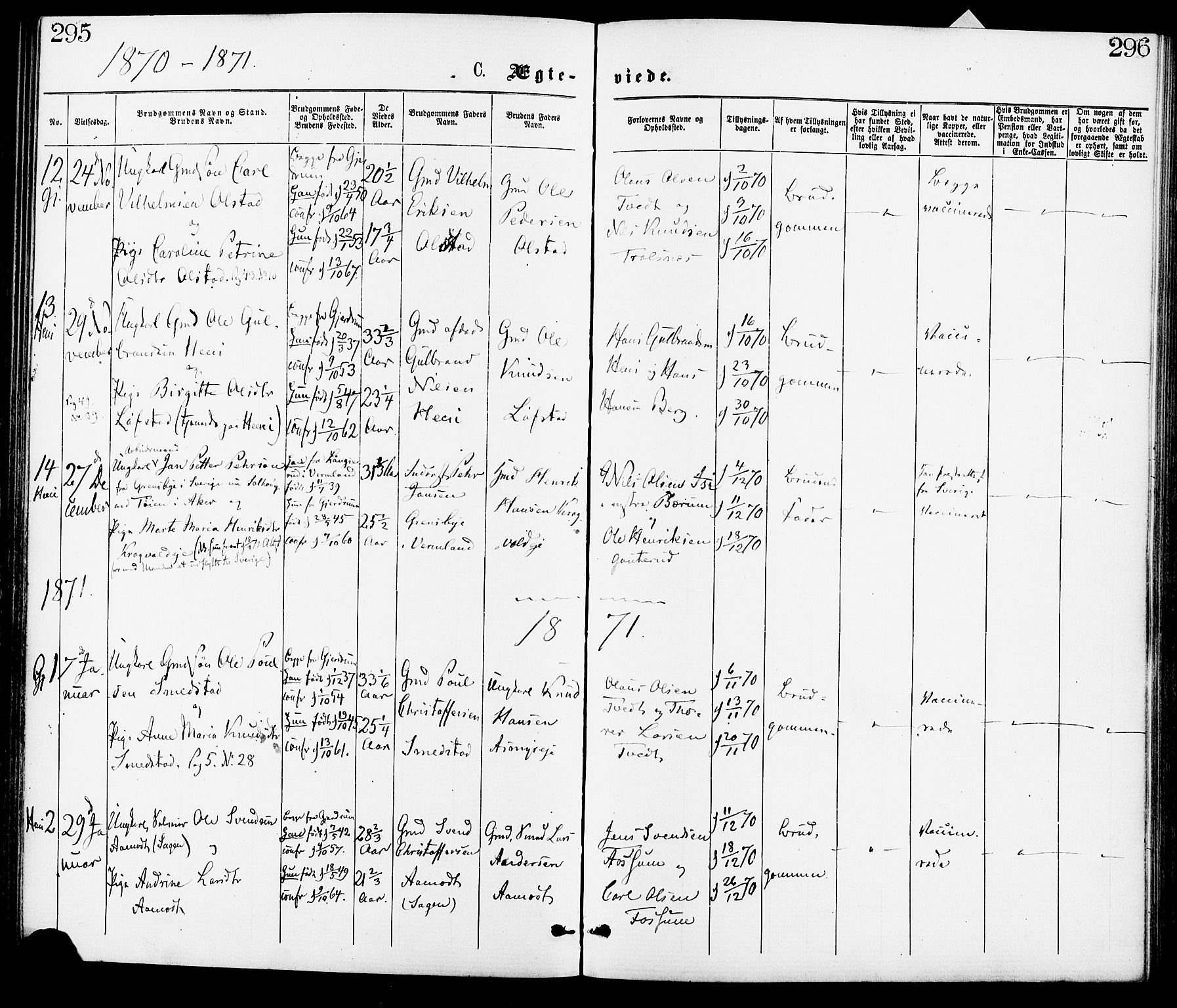 Gjerdrum prestekontor Kirkebøker, SAO/A-10412b/F/Fa/L0008: Parish register (official) no. I 8, 1867-1880, p. 295-296