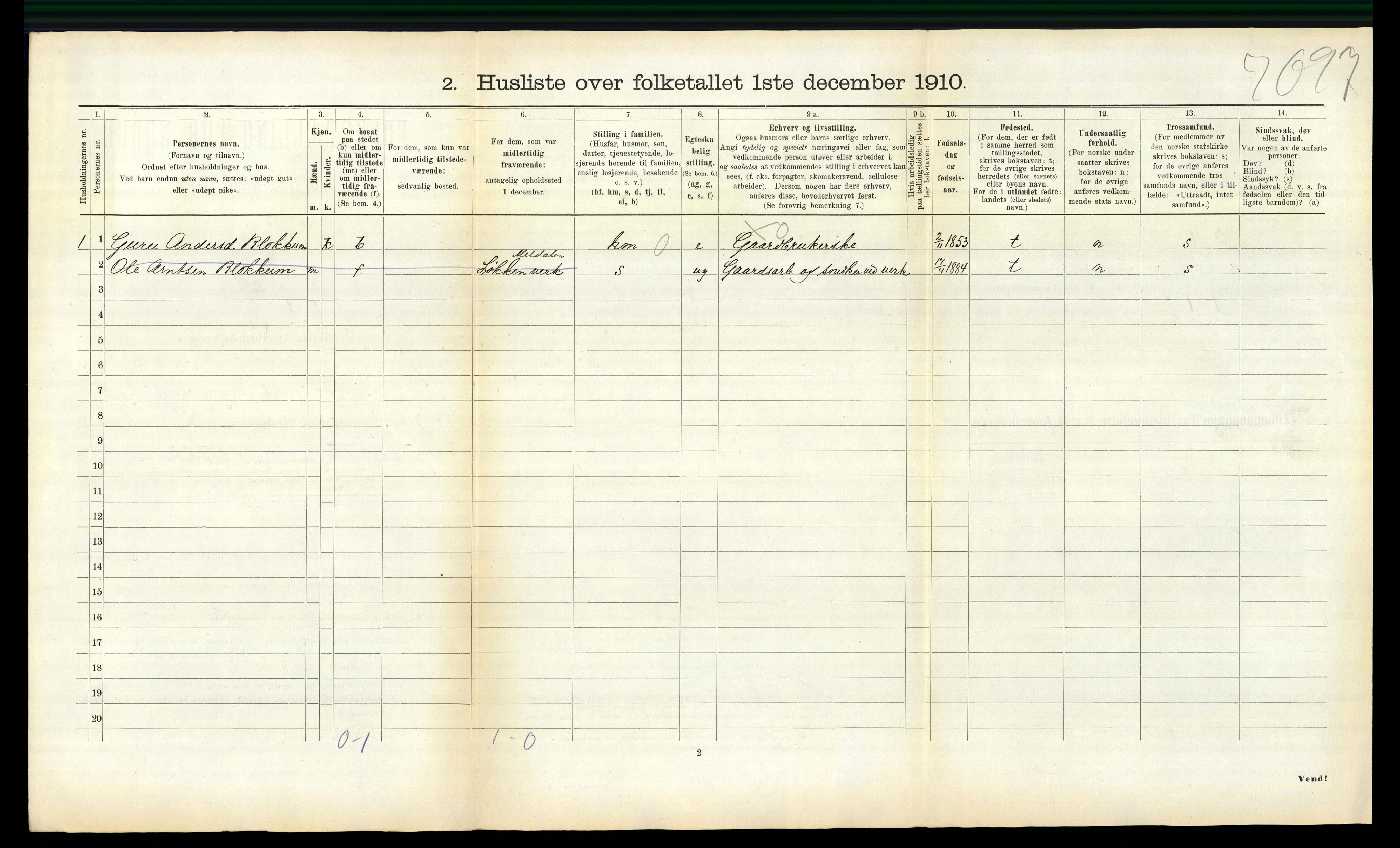 RA, 1910 census for Hølonda, 1910, p. 353