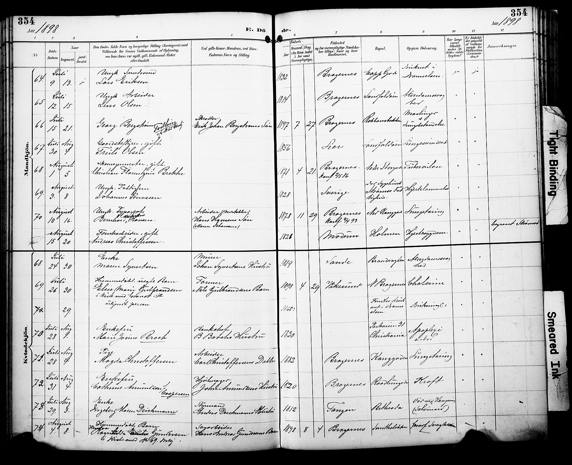 Bragernes kirkebøker, SAKO/A-6/F/Fb/L0008: Parish register (official) no. II 8, 1894-1902, p. 354