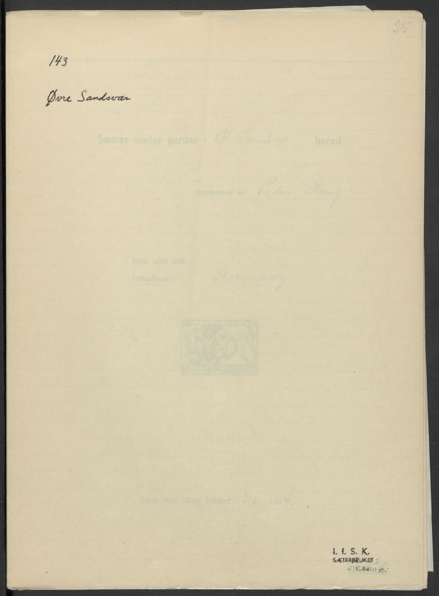 Instituttet for sammenlignende kulturforskning, AV/RA-PA-0424/F/Fc/L0006/0002: Eske B6: / Buskerud (perm XIV), 1934-1940, p. 25