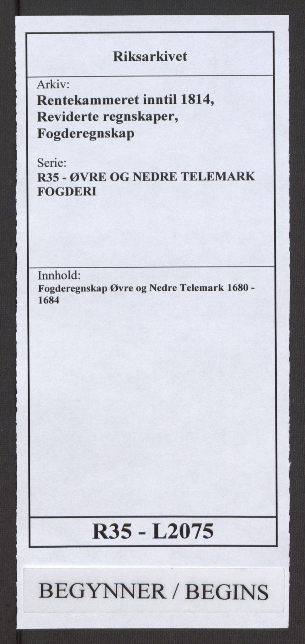 Rentekammeret inntil 1814, Reviderte regnskaper, Fogderegnskap, RA/EA-4092/R35/L2075: Fogderegnskap Øvre og Nedre Telemark, 1680-1684, p. 1