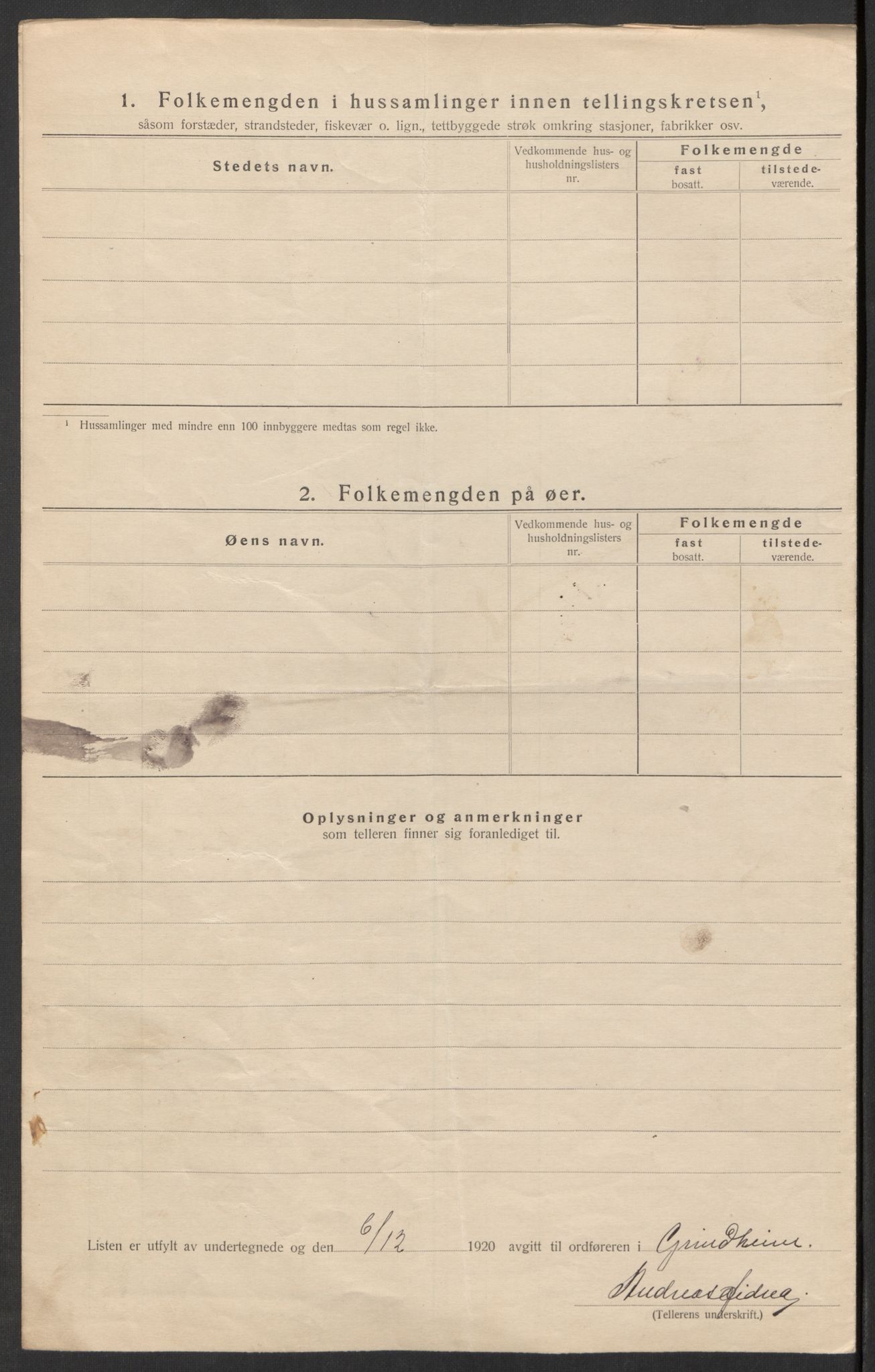 SAK, 1920 census for Grindheim, 1920, p. 14