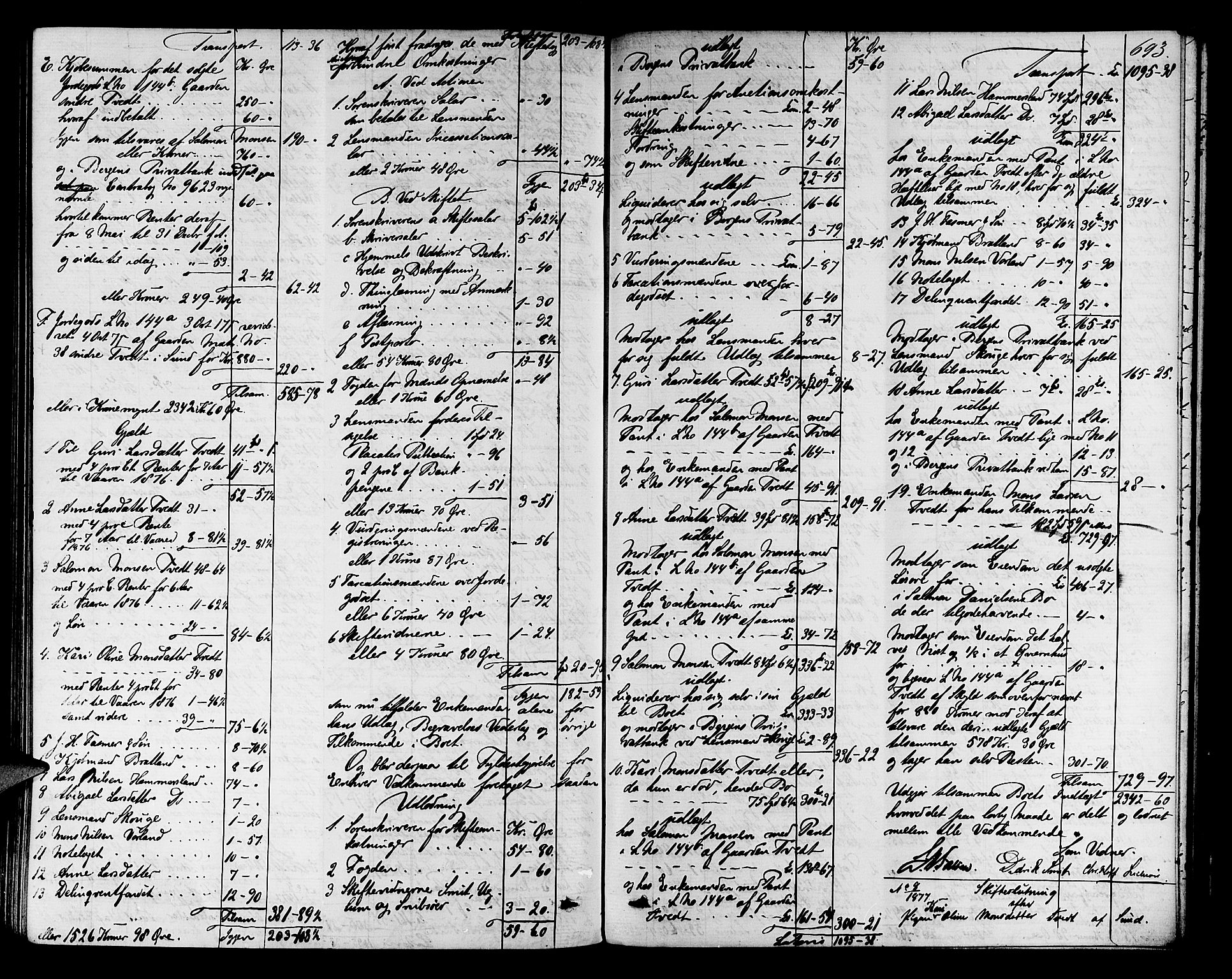 Midhordland sorenskriveri, AV/SAB-A-3001/1/H/Hd/L0004: Skifteutlodningsprotokoll, 1863-1878, p. 692b-693a