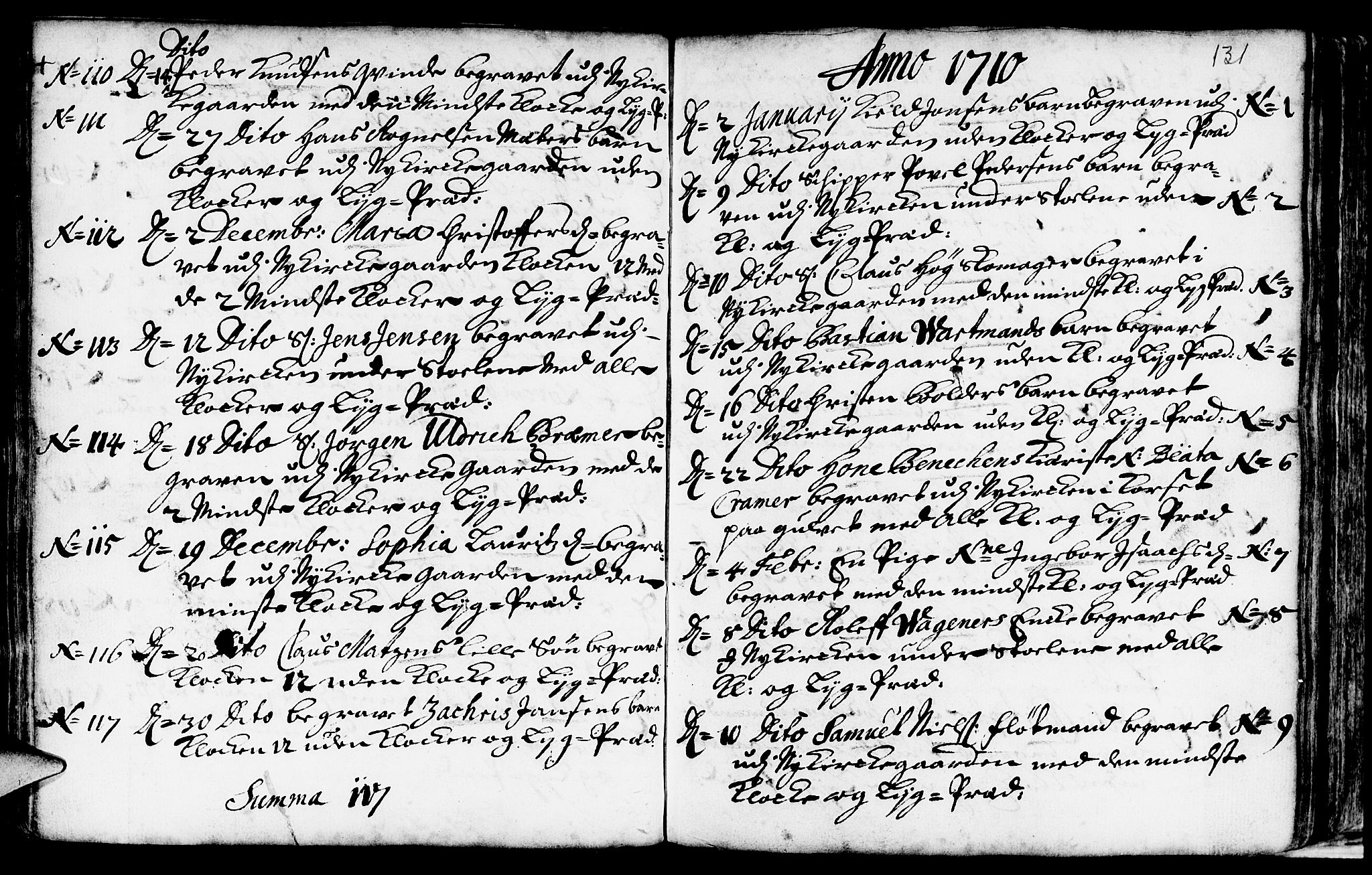 Nykirken Sokneprestembete, AV/SAB-A-77101/H/Haa/L0009: Parish register (official) no. A 9, 1689-1759, p. 131